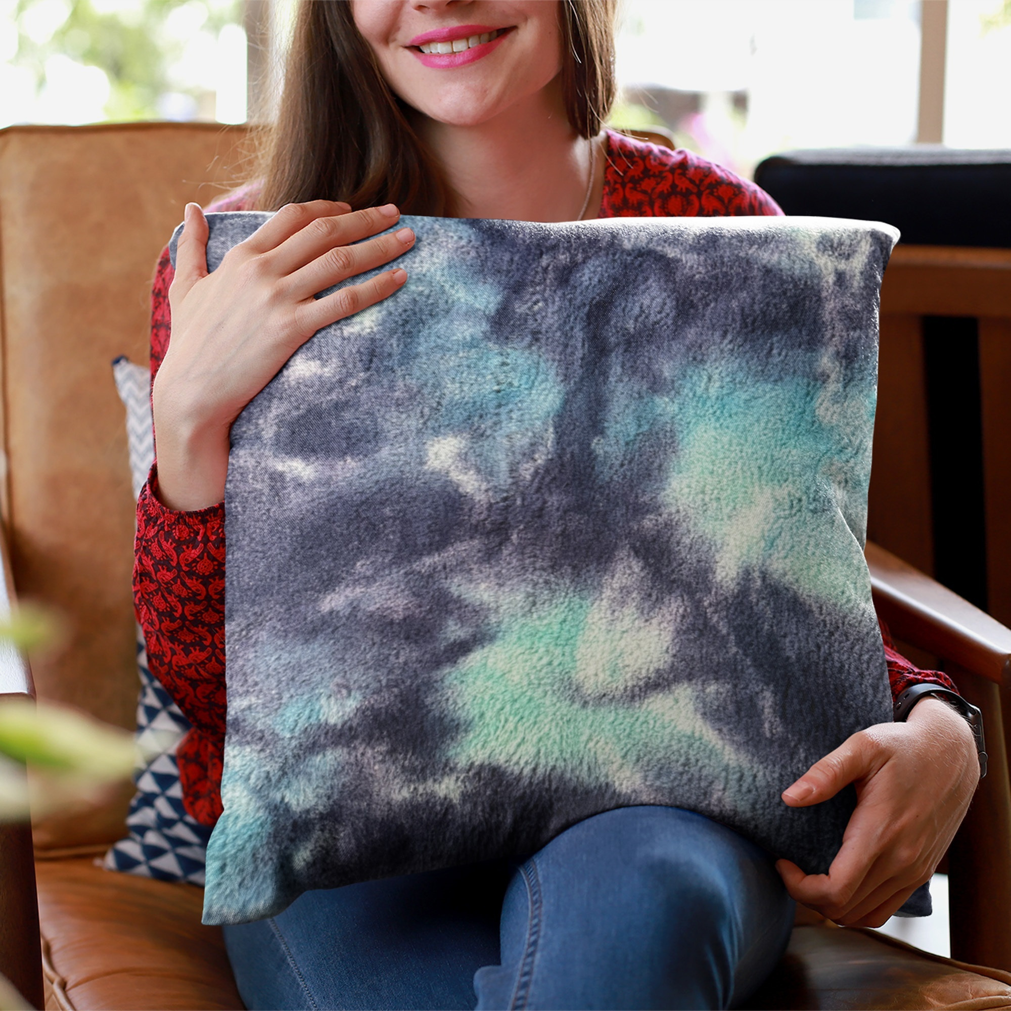 Plutus Blue Fureal Animal Faux Fur Luxury Throw Pillow - Double sided  20" x 36" King