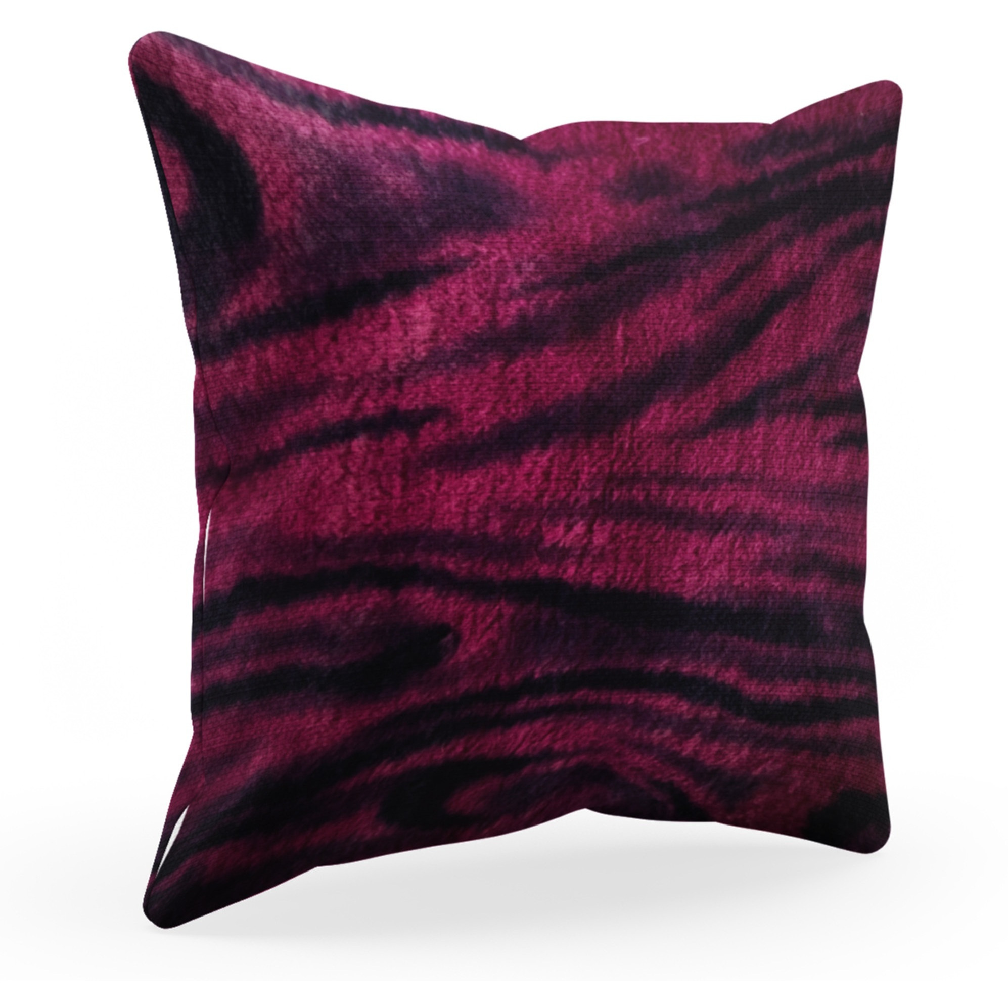 Plutus Fuchsia Black Galaxy Animal Faux Fur Luxury Throw Pillow - Double sided  20" x 30" Queen