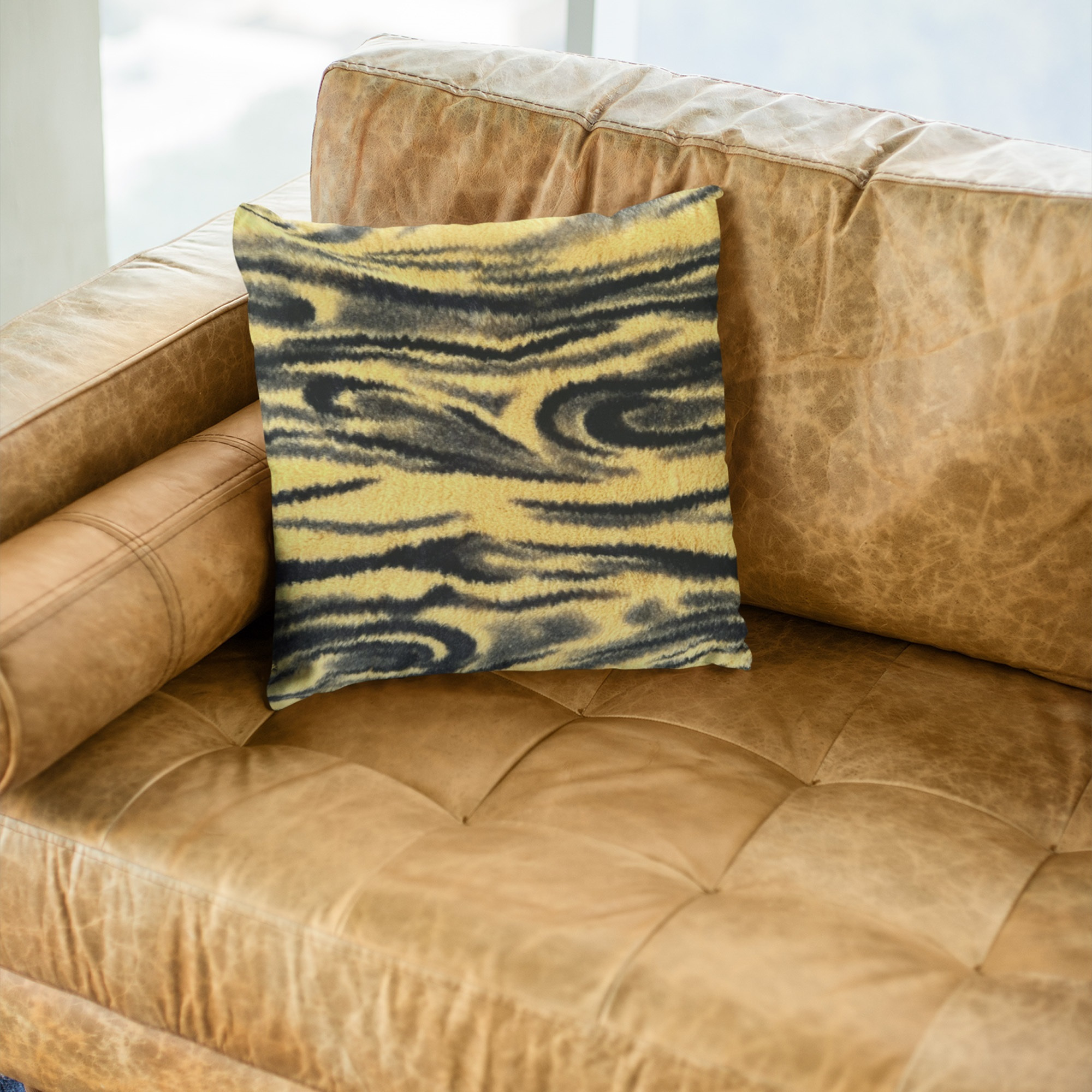 Plutus Yellow Galaxy Animal Faux Fur Luxury Throw Pillow - Double sided  26" x 26"