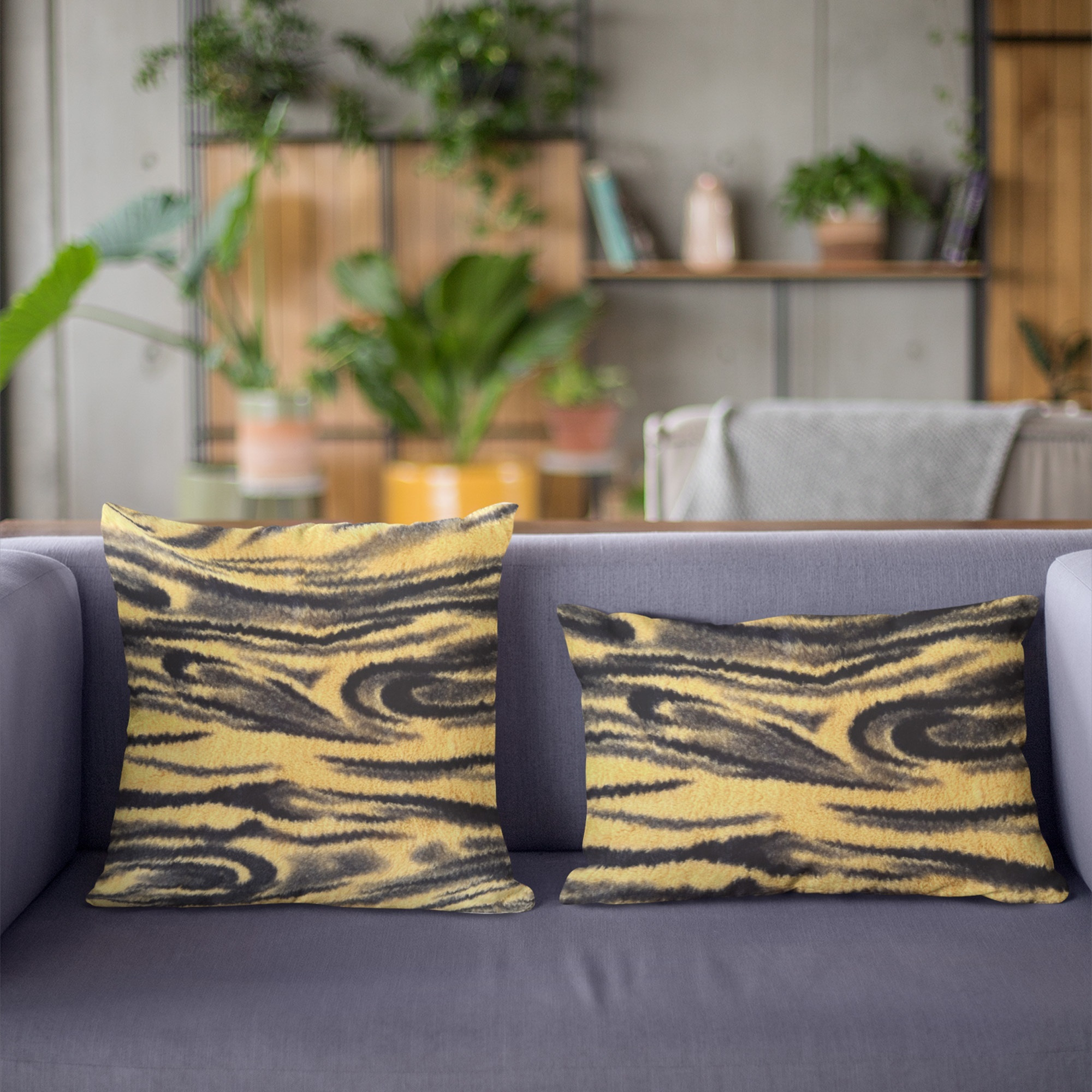 Plutus Yellow Galaxy Animal Faux Fur Luxury Throw Pillow - Double sided  26" x 26"