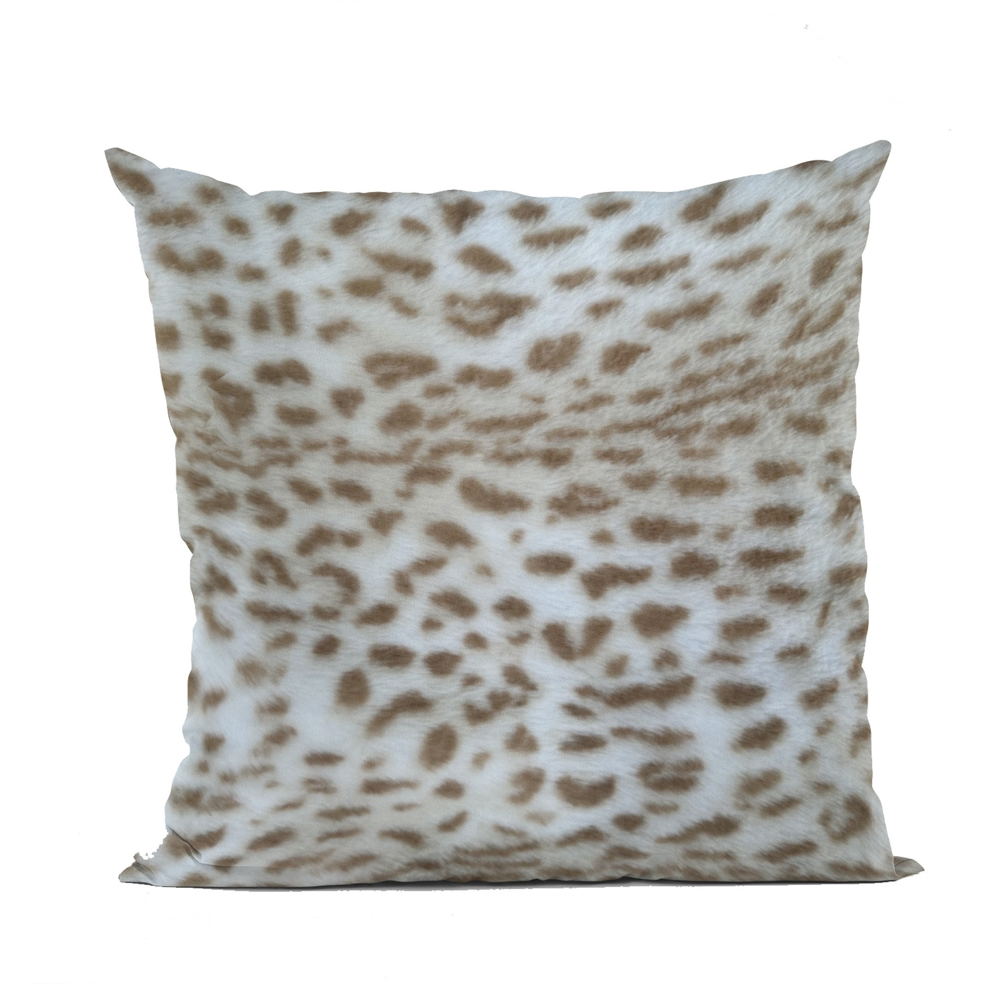Plutus Brown Taupe Savannah Cat Animal Faux Fur Luxury Throw Pillow - Double sided  26" x 26"
