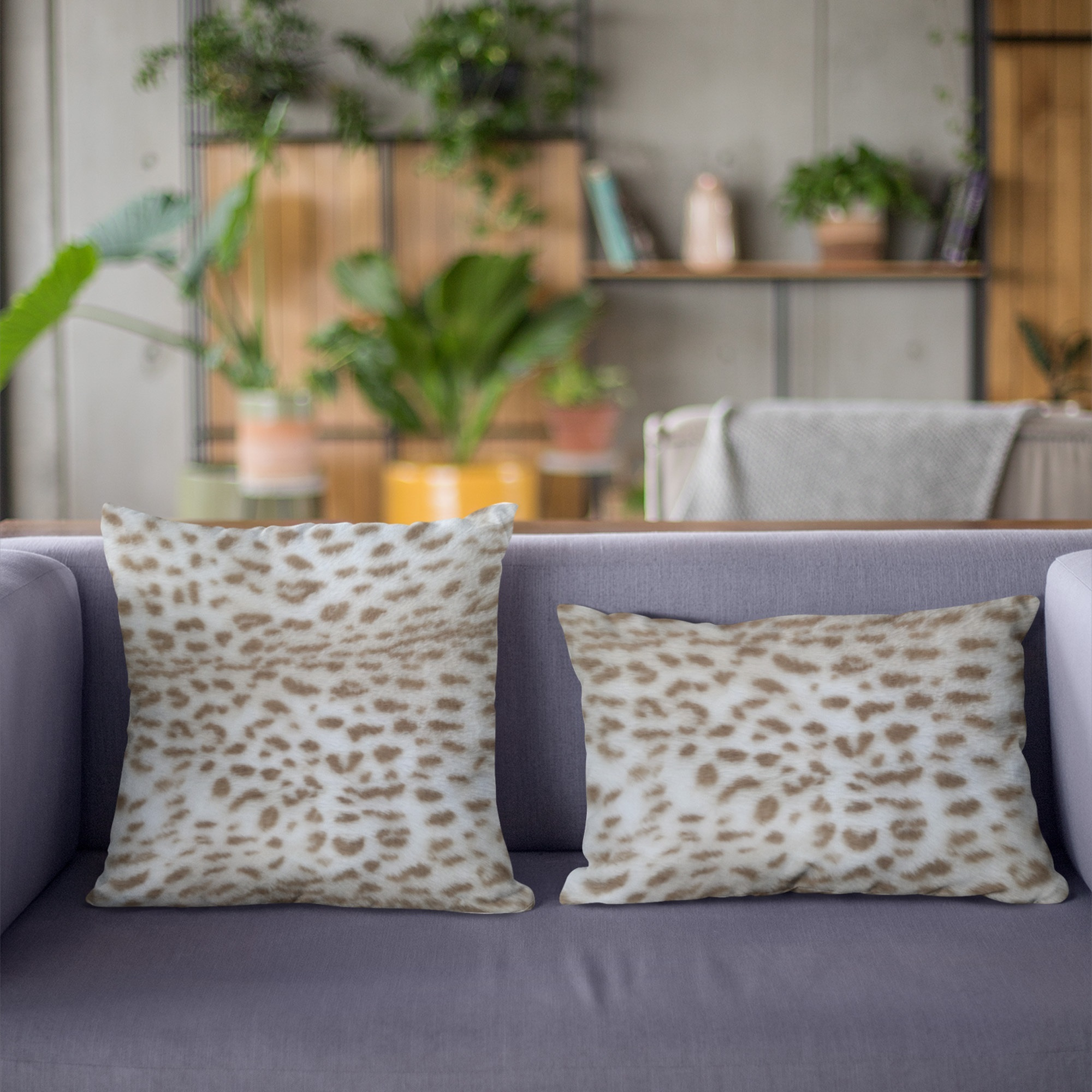 Plutus Brown Taupe Savannah Cat Animal Faux Fur Luxury Throw Pillow - Double sided  26" x 26"