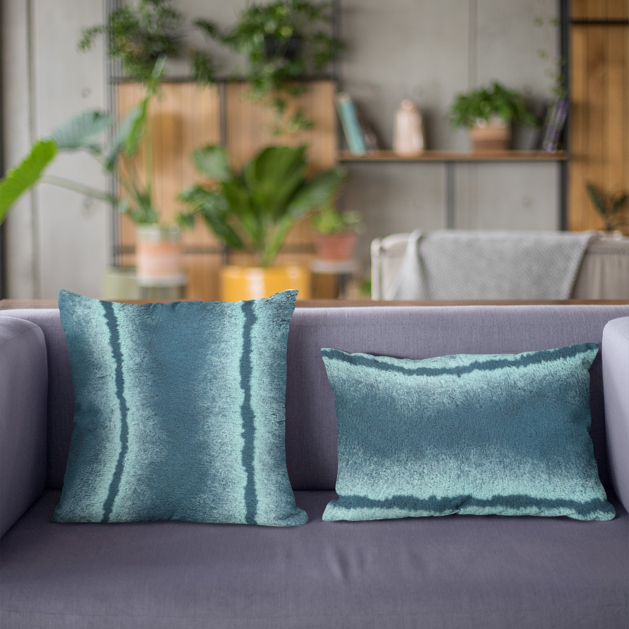 Plutus Teal Fluffy Fields Animal Faux Fur Luxury Throw Pillow - Double sided  20" x 30" Queen