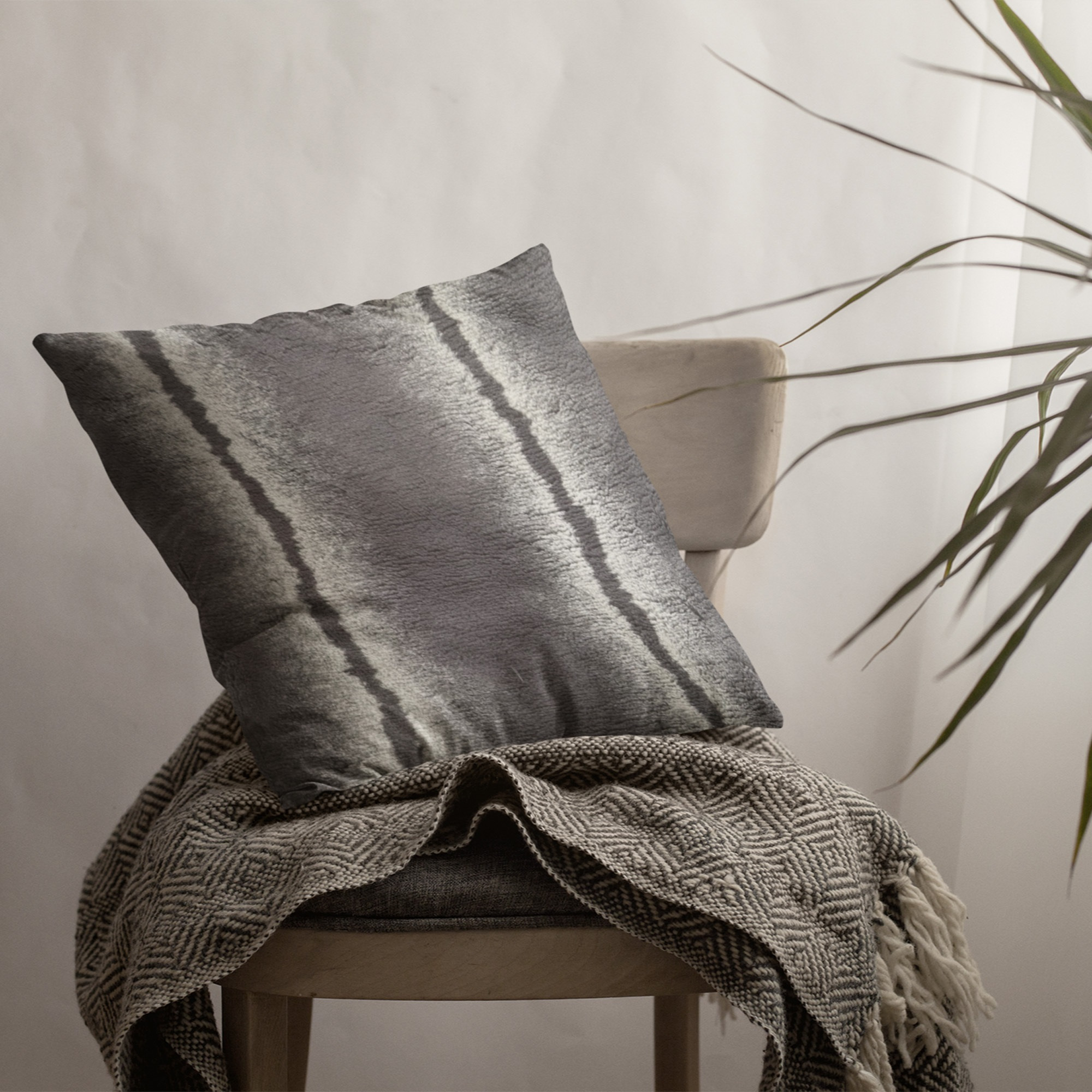 Plutus Charcoal Fluffy Fields Animal Faux Fur Luxury Throw Pillow - Double sided  26" x 26"