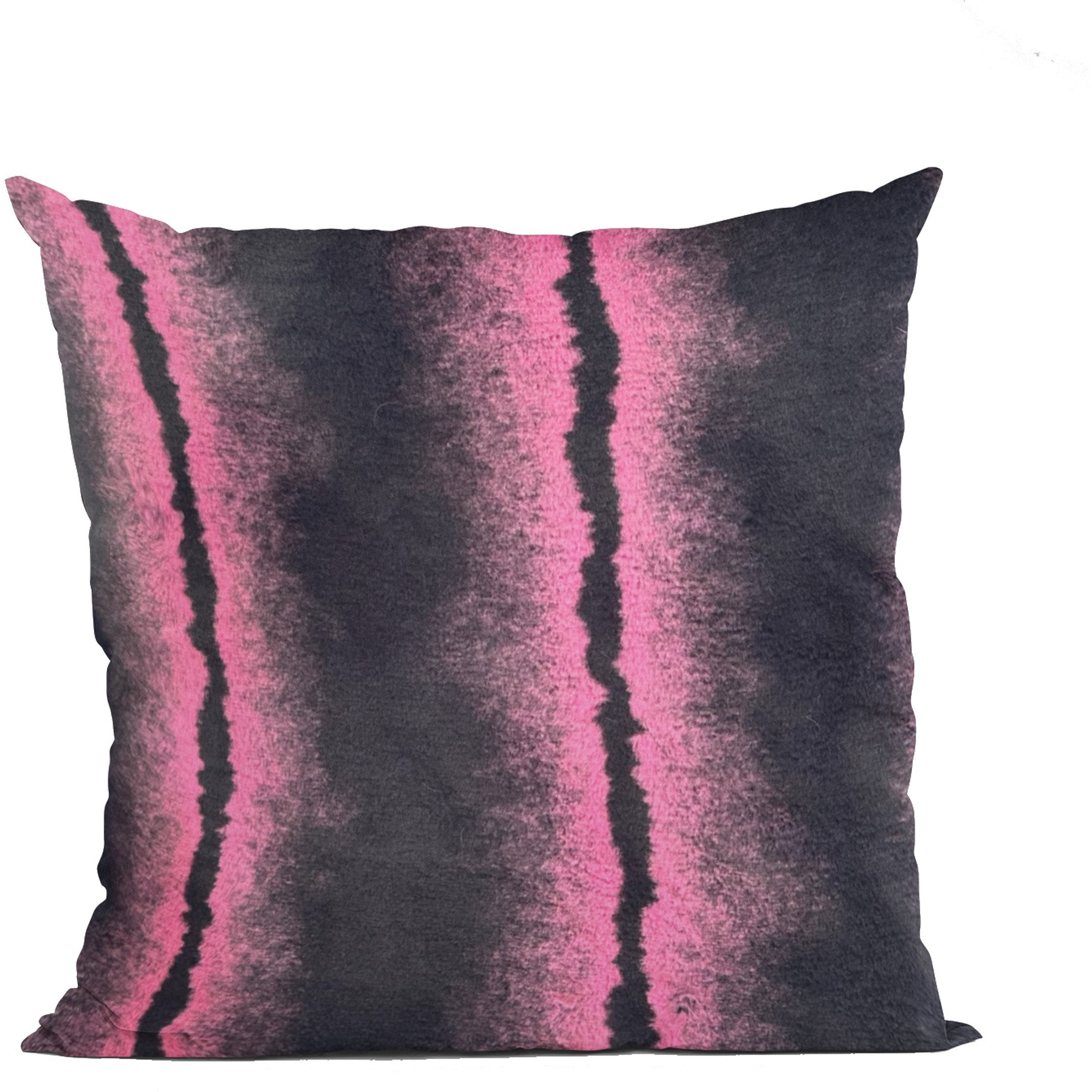 Plutus Fuchsia Black Fluffy Fields Animal Faux Fur Luxury Throw Pillow - Double sided  20" x 20"
