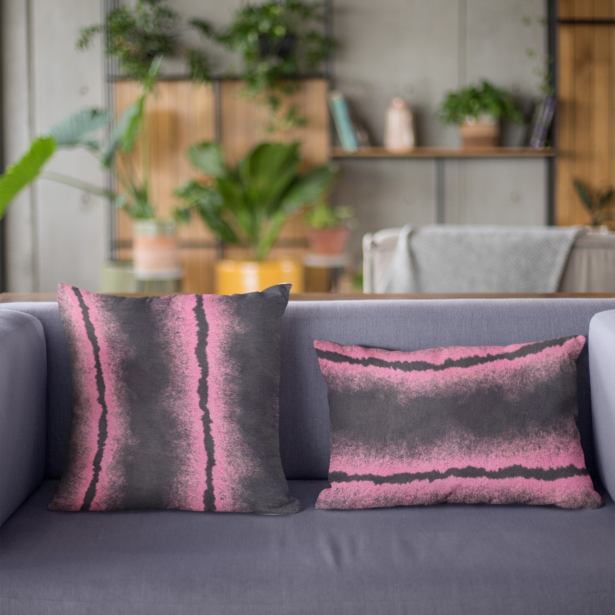 Plutus Fuchsia Black Fluffy Fields Animal Faux Fur Luxury Throw Pillow - Double sided  20" x 20"