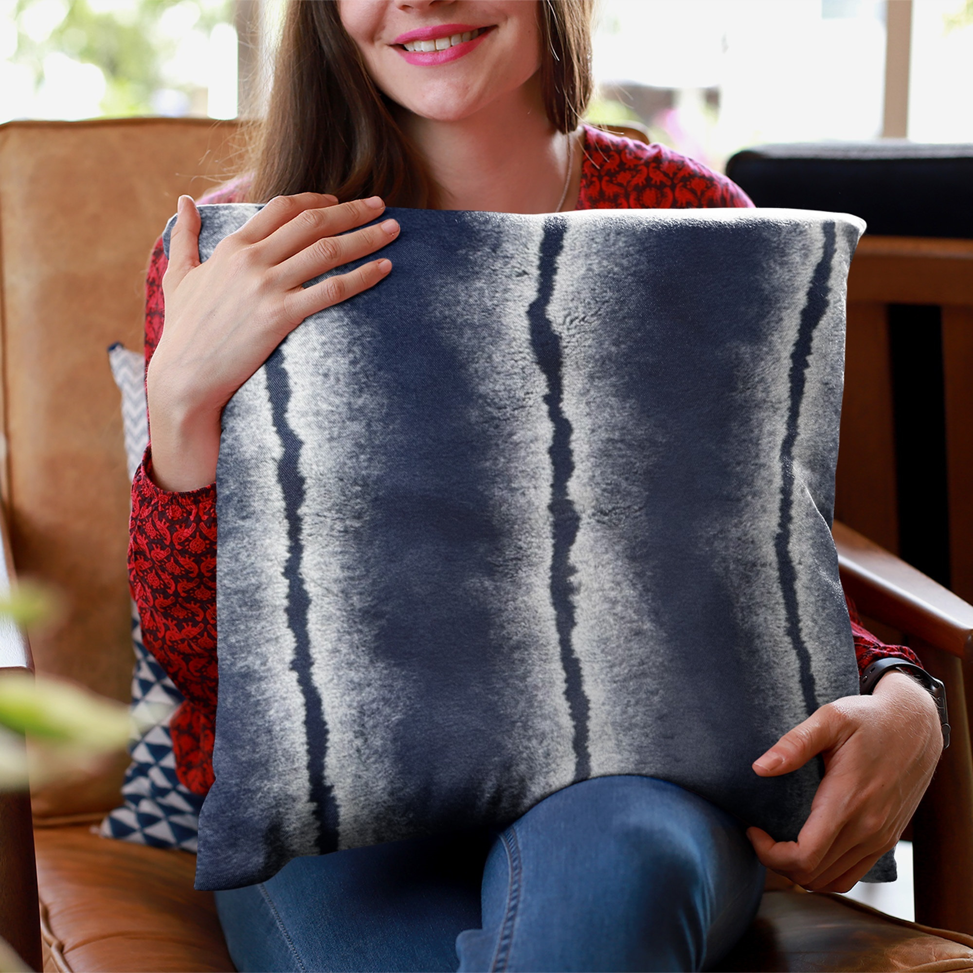 Plutus Navy Fluffy Fields Animal Faux Fur Luxury Throw Pillow - Double sided  20" x 30" Queen
