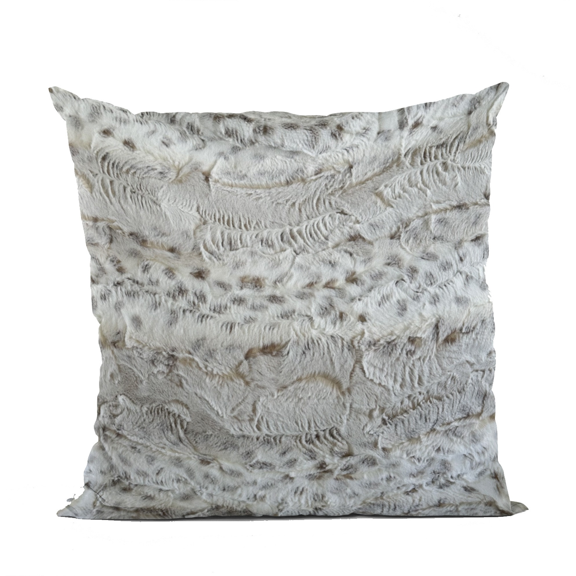 Plutus Taupe Lynx Animal Faux Fur Luxury Throw Pillow - Double sided  26" x 26"