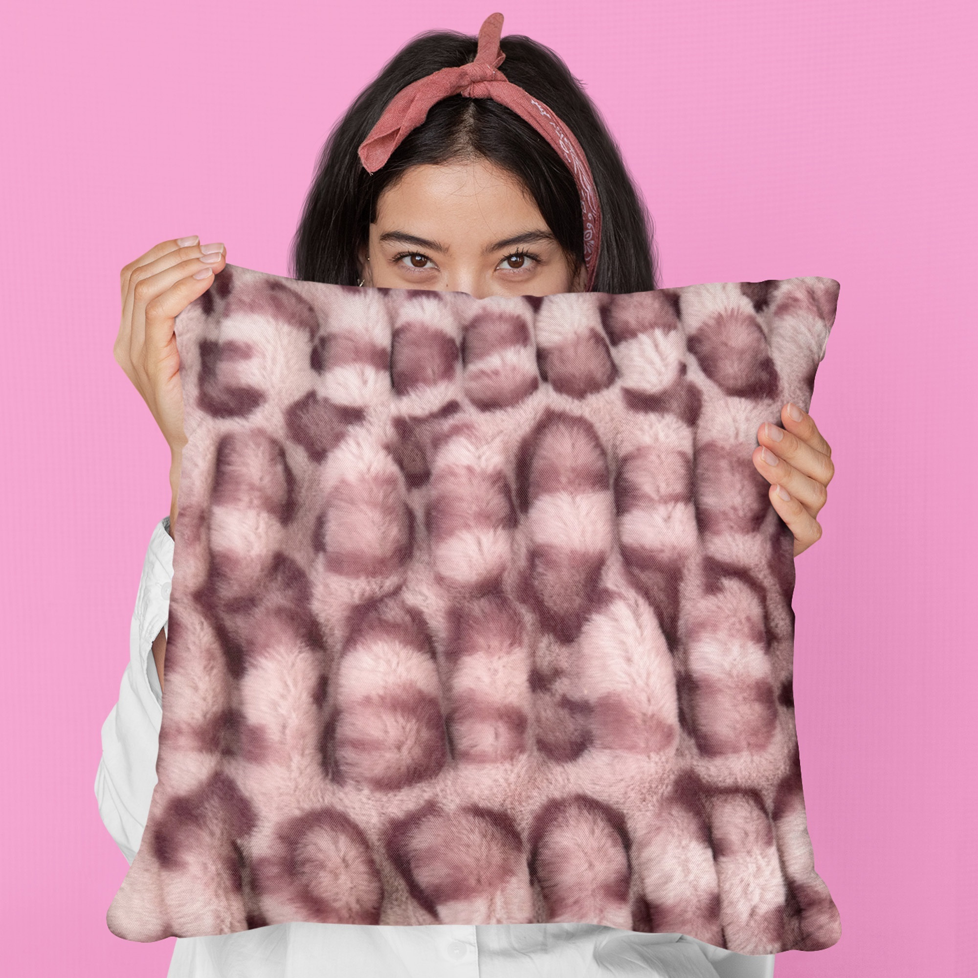 Plutus Pink Leopard Animal Faux Fur Luxury Throw Pillow - Double sided  20" x 30" Queen