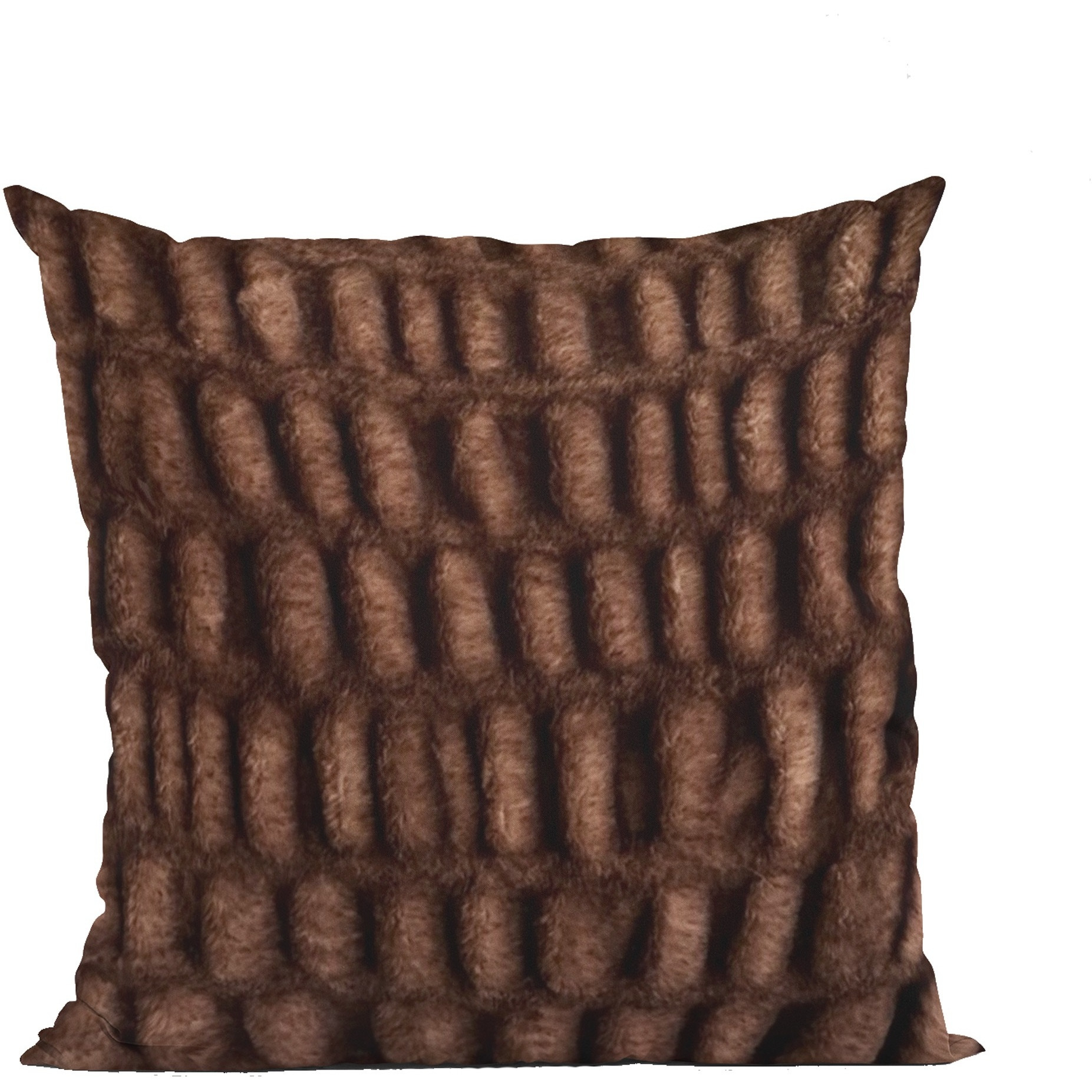Plutus Brown Plush Pelt Animal Faux Fur Luxury Throw Pillow - Double sided  26" x 26"