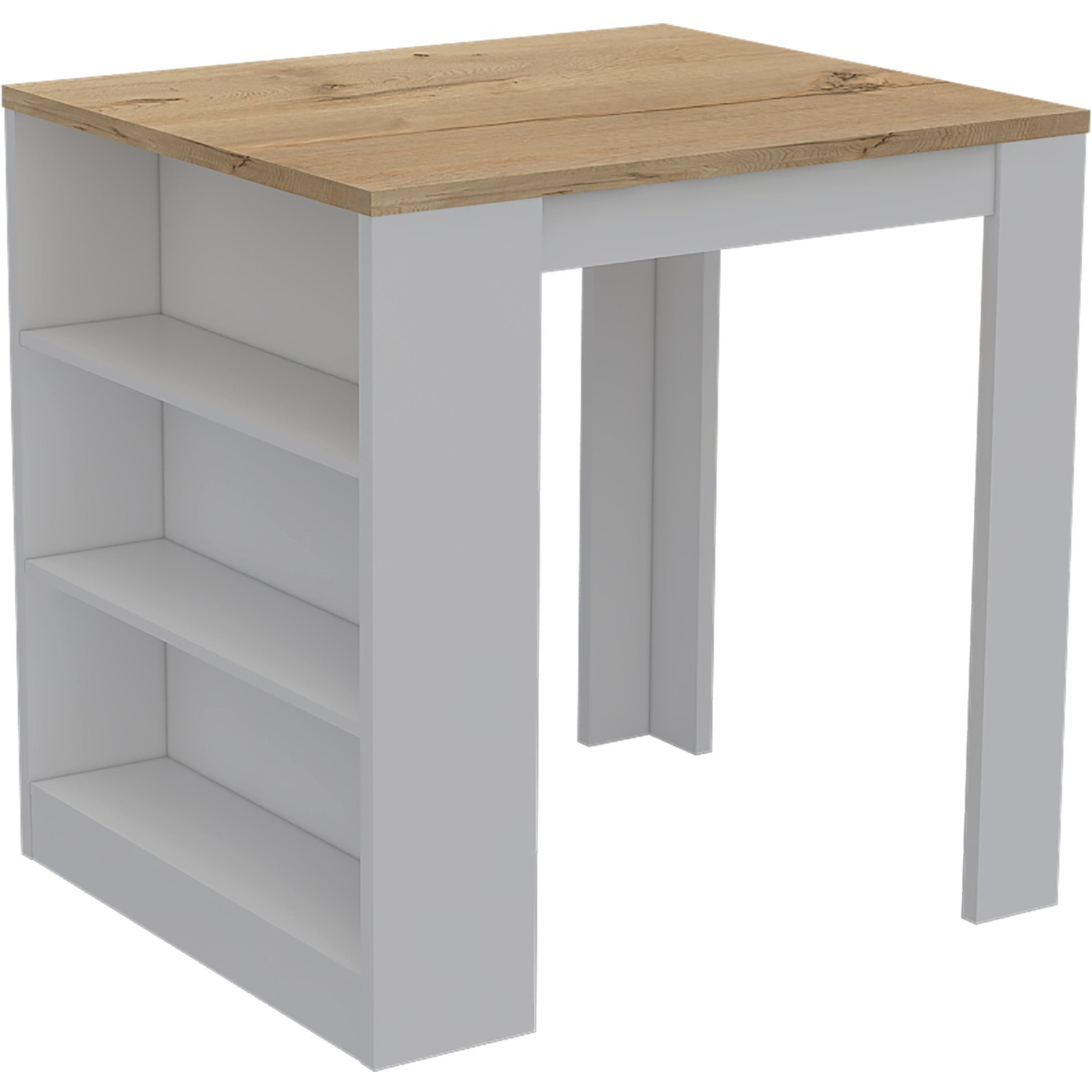Farley 2 Piece Kitchen Set, Tanna Kitchen Island + Kitchen Service Cart, White / Light Oak