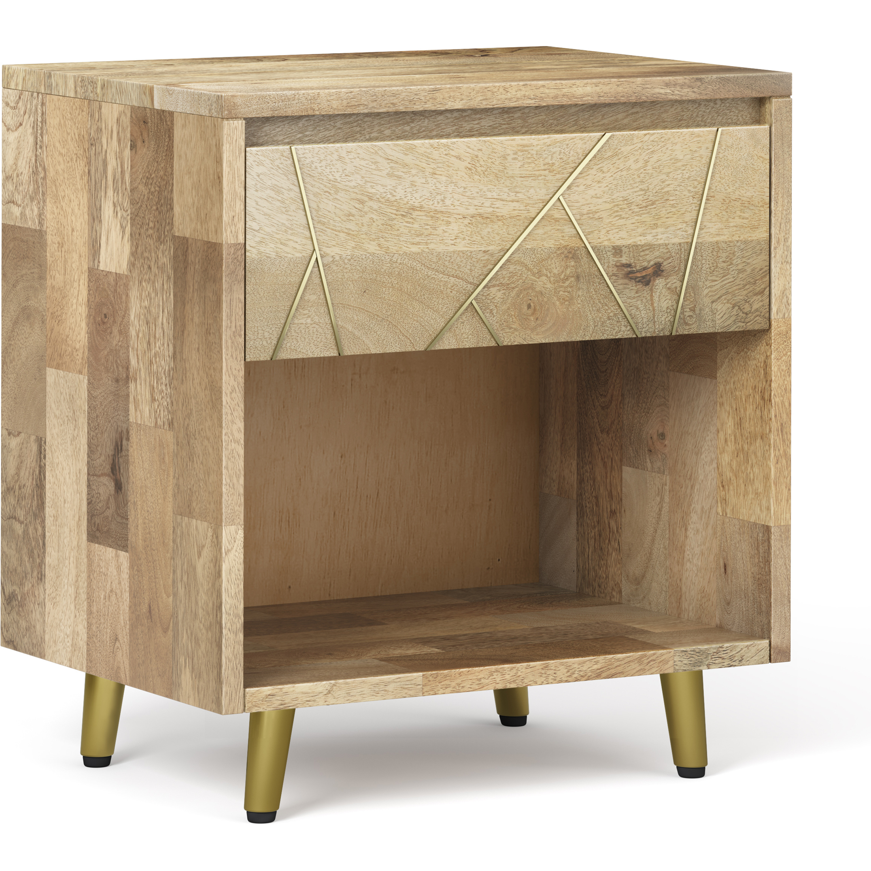 Jager SOLID MANGO WOOD 22 in Wide Bedside Nightstand Table