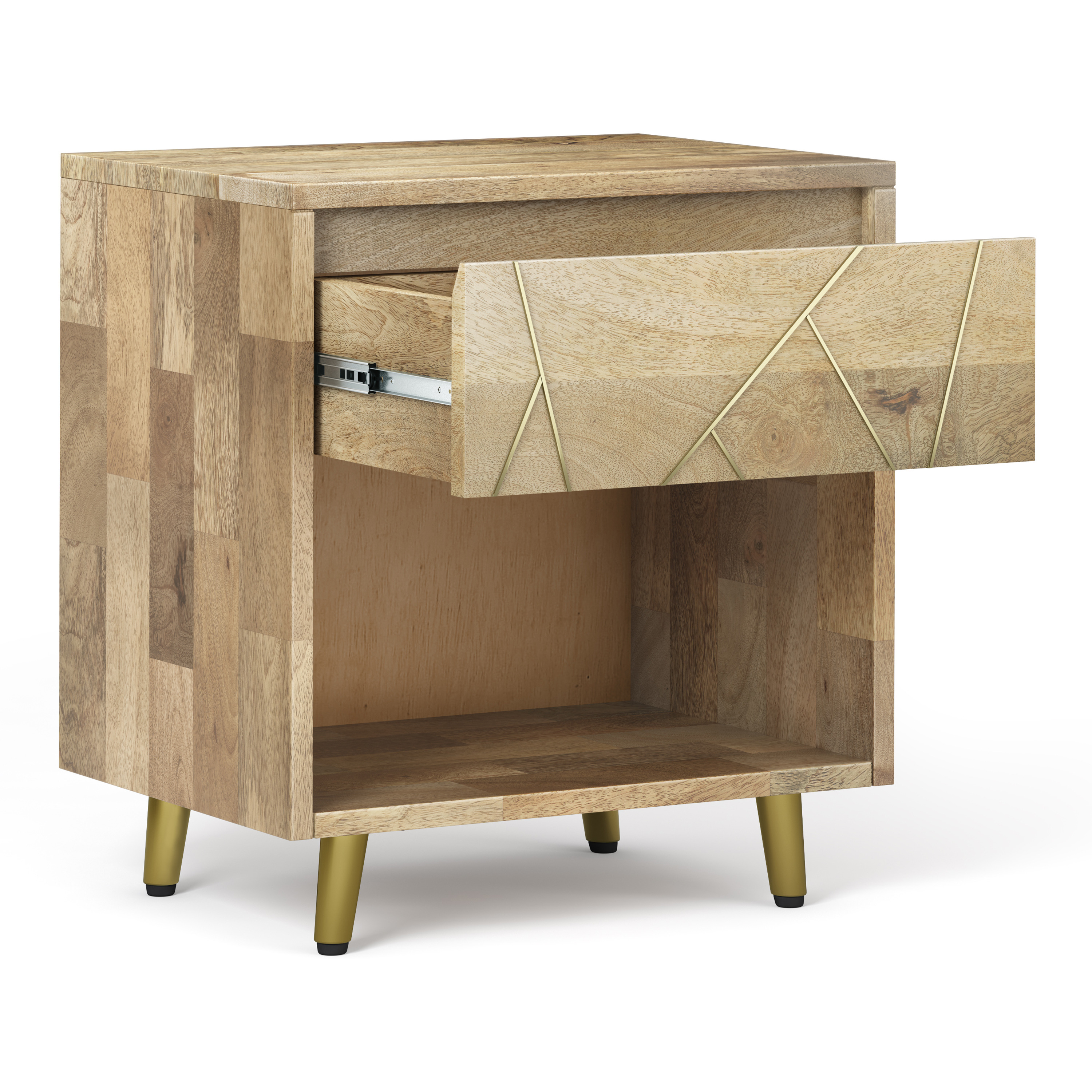 Jager SOLID MANGO WOOD 22 in Wide Bedside Nightstand Table