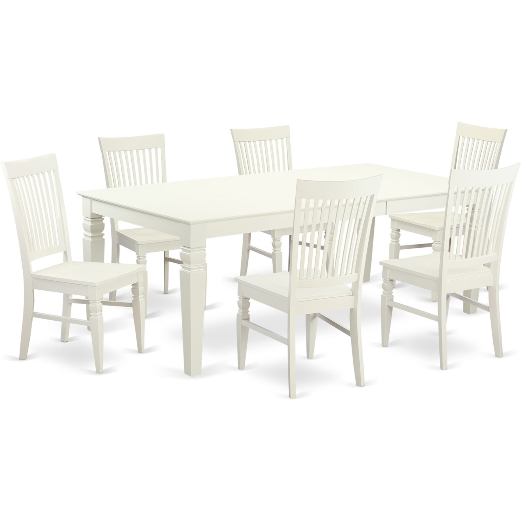 LGWE7-LWH-W 7 PC Dining room set with a Table and 6 Dining Chairs in Linen White