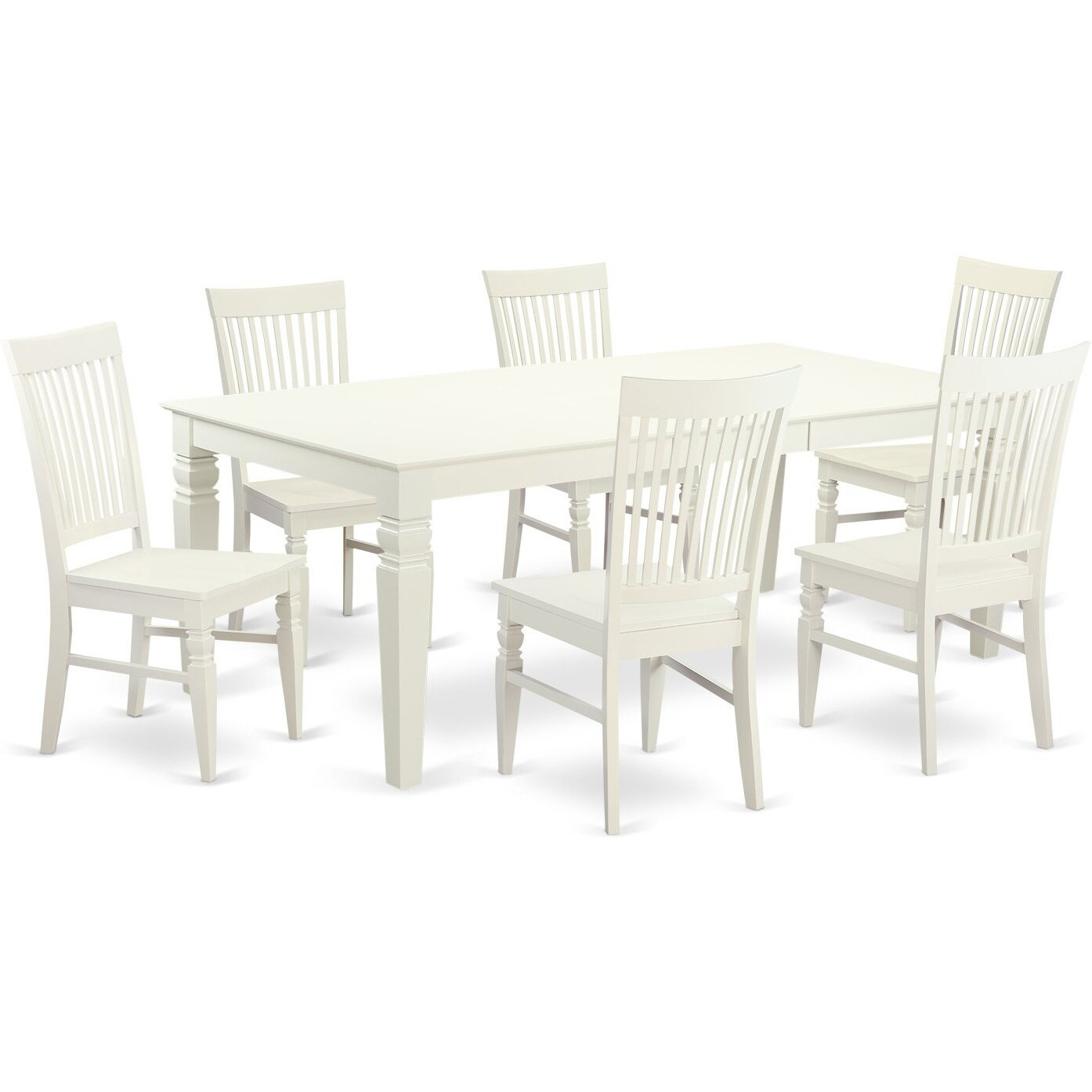 LGWE7-LWH-W 7 PC Dining room set with a Table and 6 Dining Chairs in Linen White