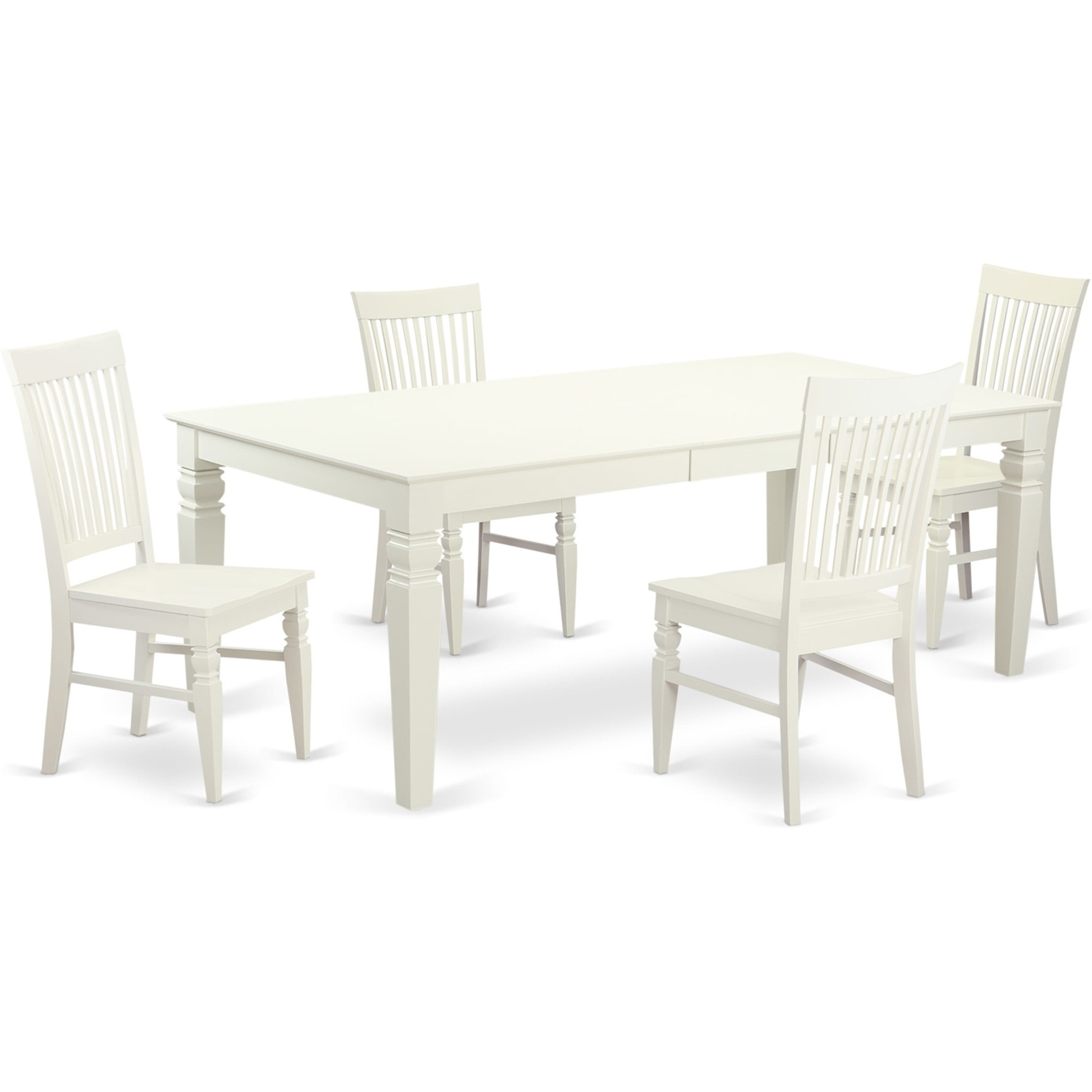 LGWE5-LWH-W 5 PC Dining room set with a Dining Table and 4 Dining Chairs in Linen White