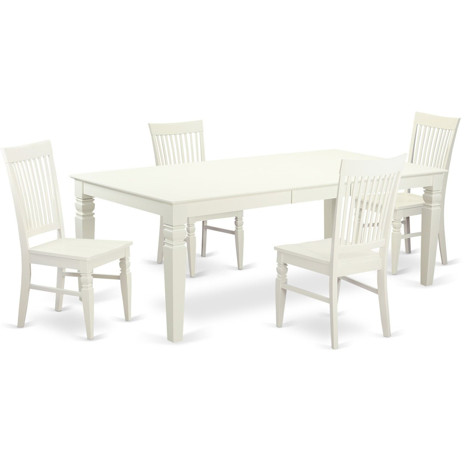 LGWE5-LWH-W 5 PC Dining room set with a Dining Table and 4 Dining Chairs in Linen White