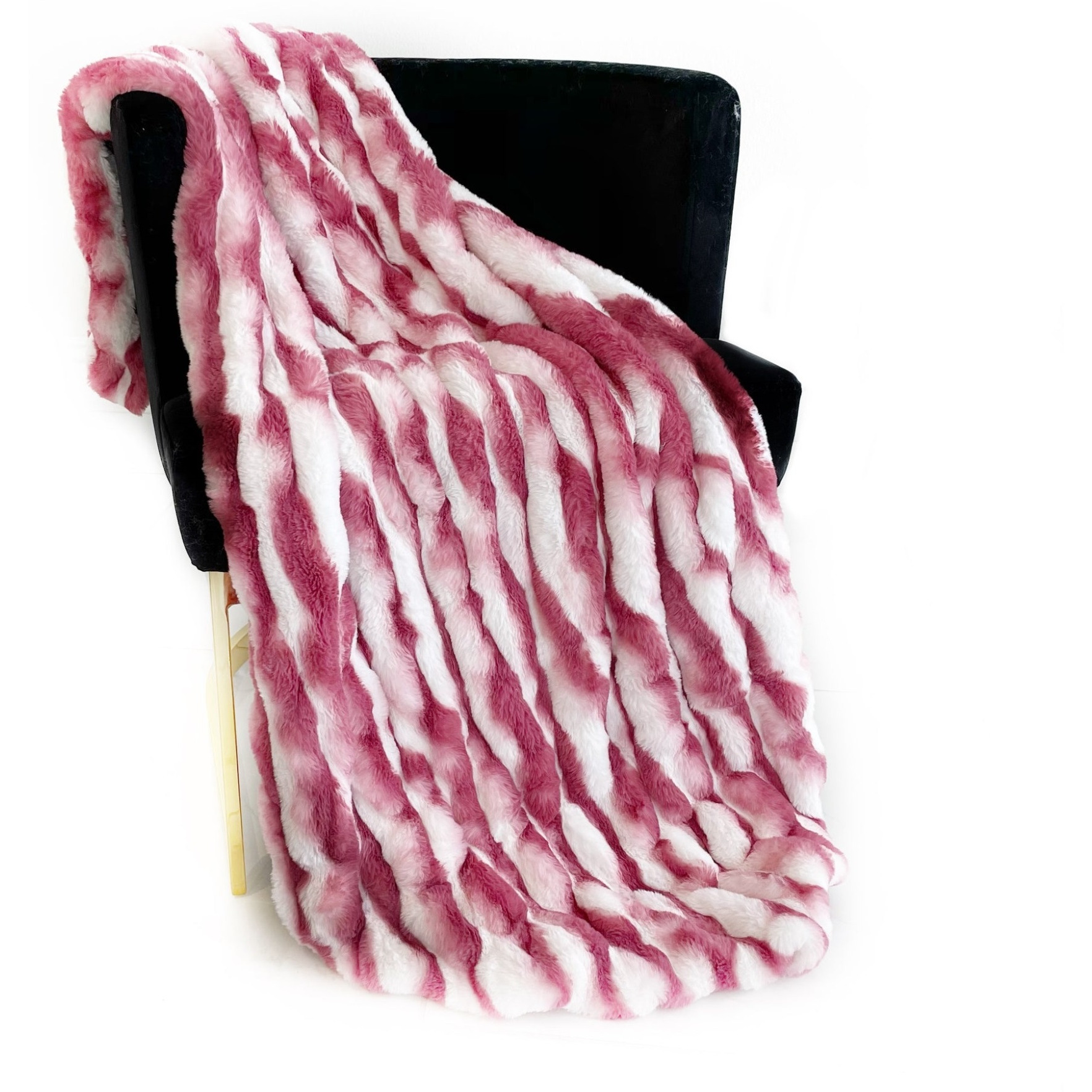 Plutus White Berry Snow Chinchilla Faux Fur Luxury Throw Blanket