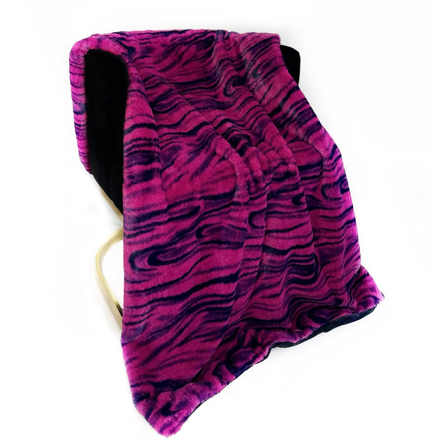 Plutus Fuchsia Black Galaxy Faux Fur Luxury Throw Blanket