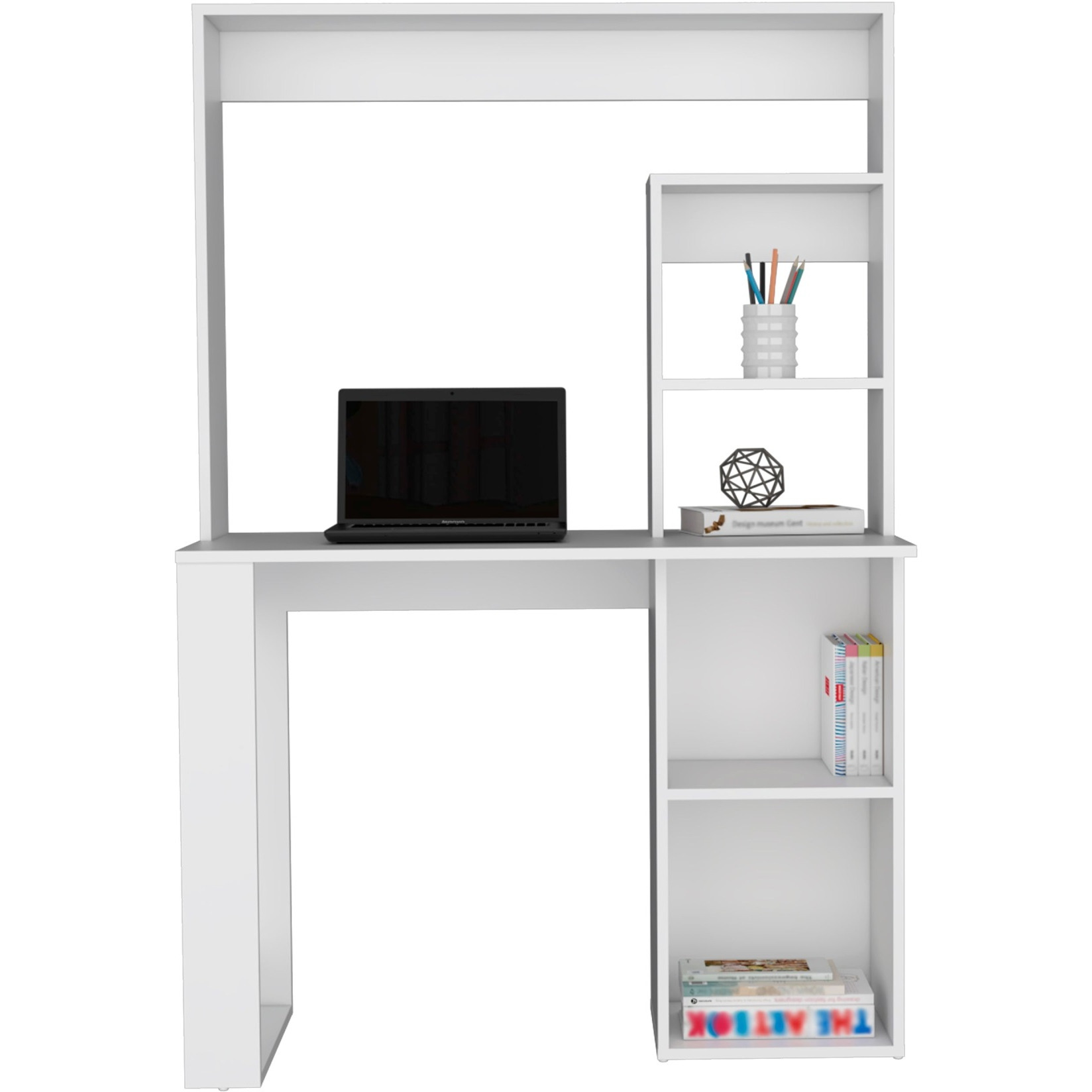 TUHOME Maine Desk With Hutch and  Shelves -White -Office