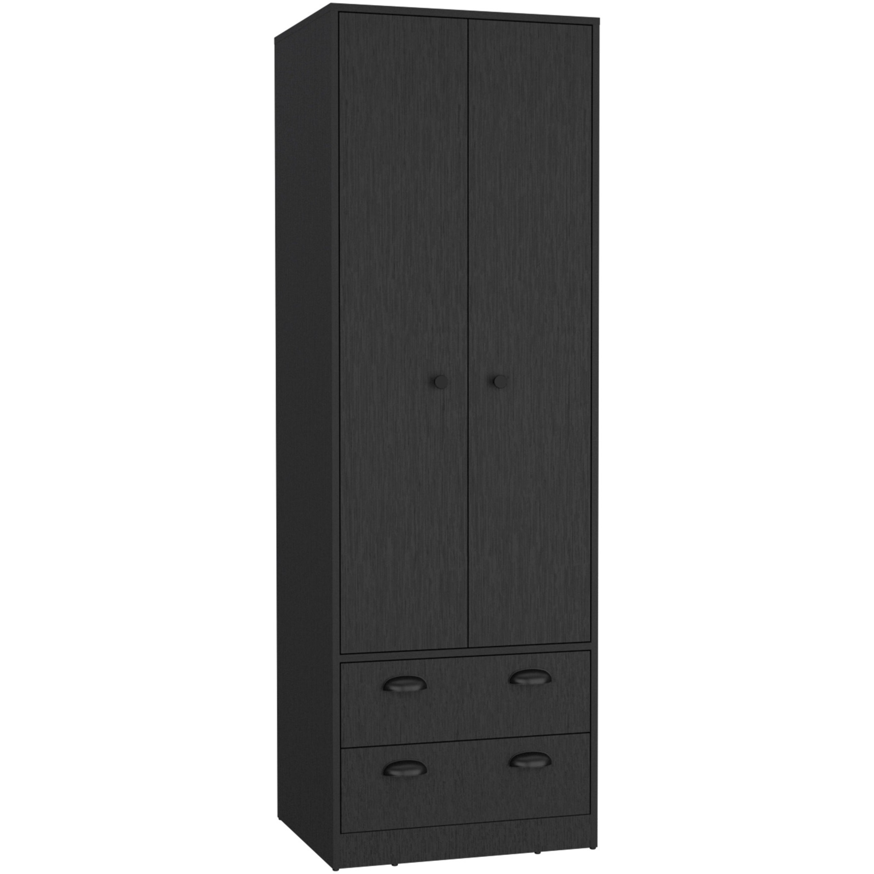 TUHOME St Monans Armoire with Double Door and 2-Drawers -Black-Bedroom