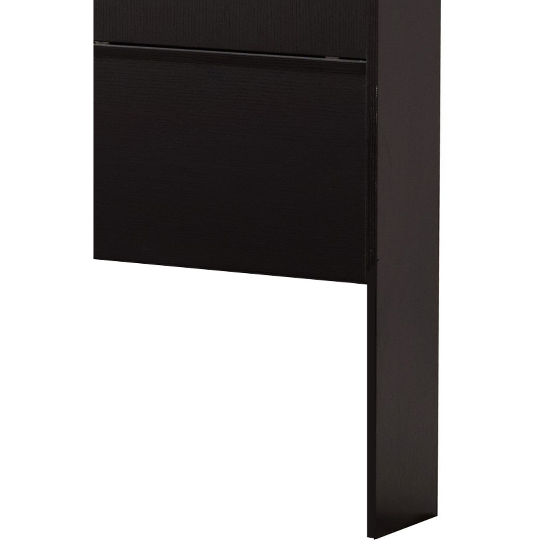 Twin Bookcase Headboard with 2 Sliding Doors, Dark Brown