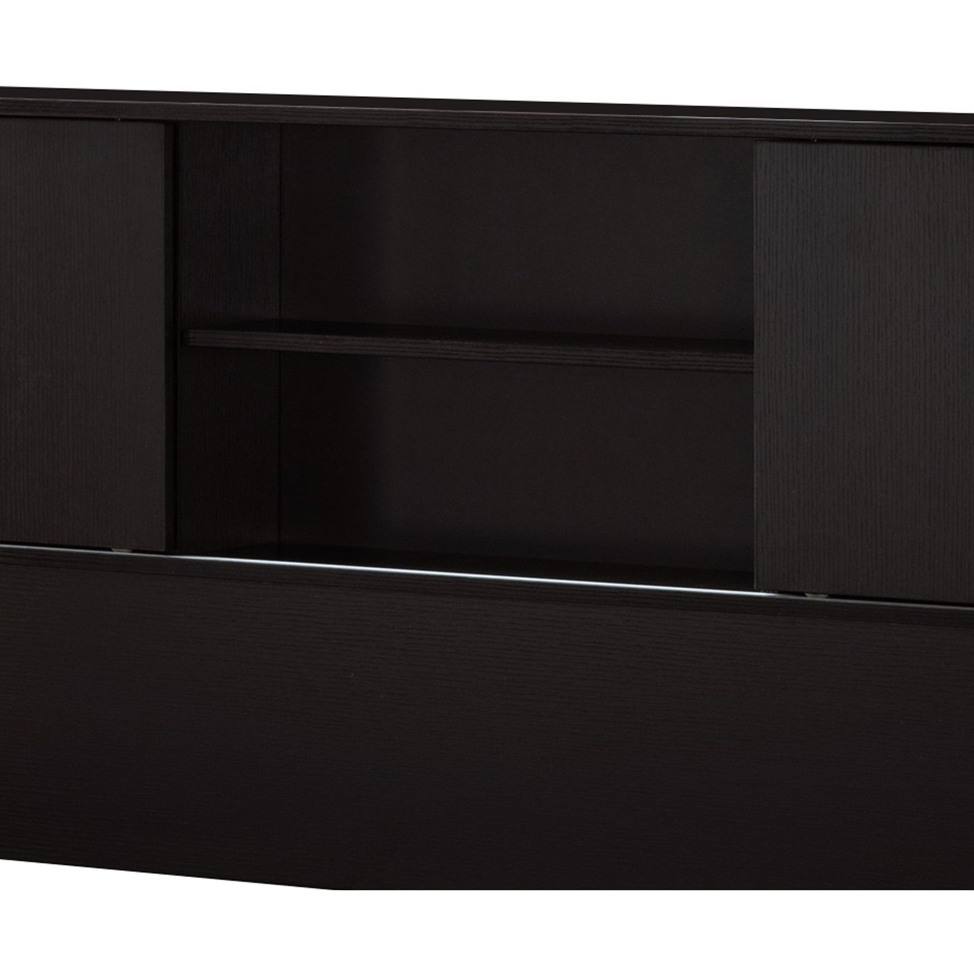 Twin Bookcase Headboard with 2 Sliding Doors, Dark Brown