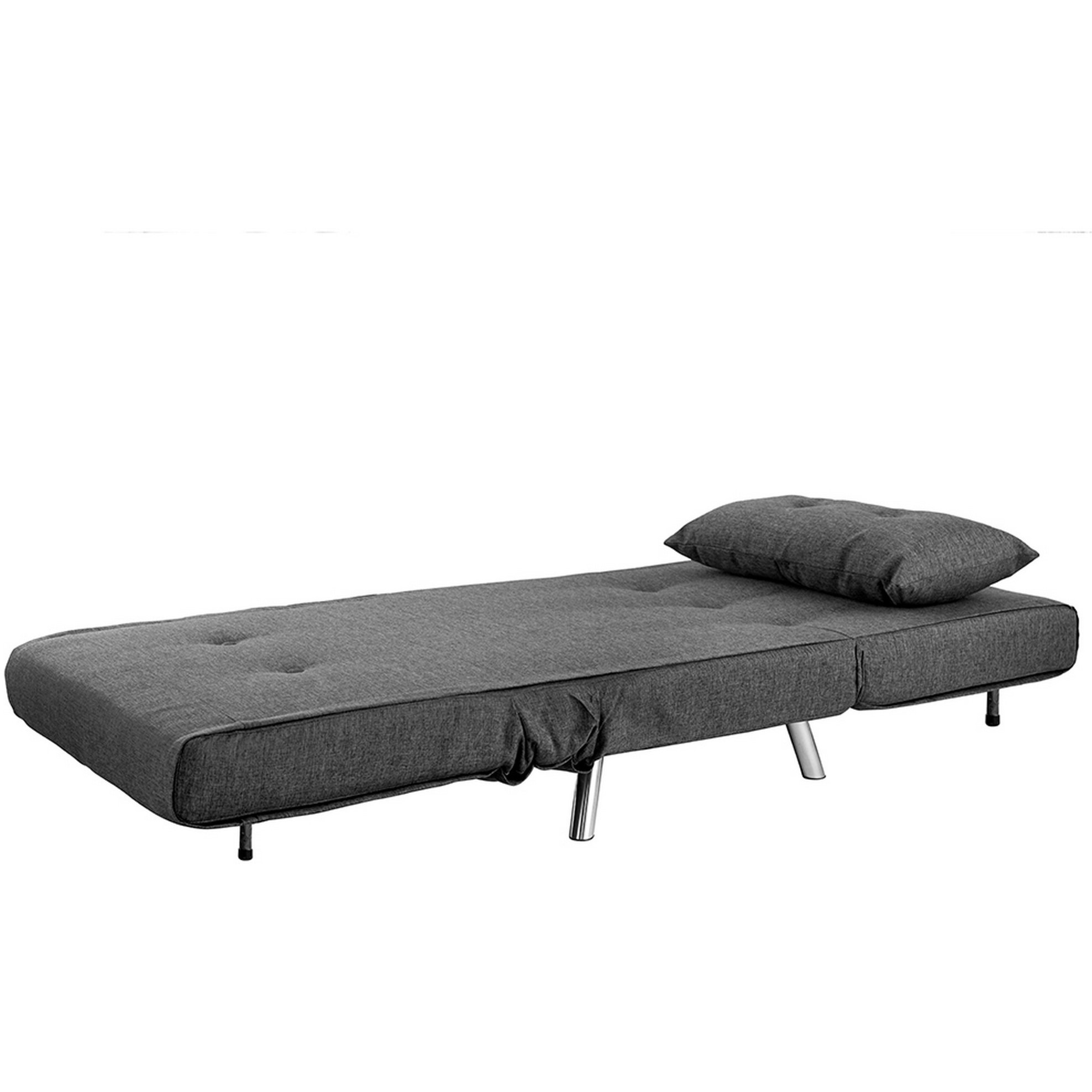 35 Inch Sofa Futon Bed, Convertible, Modern Velvet Lumbar Pillow, Gray