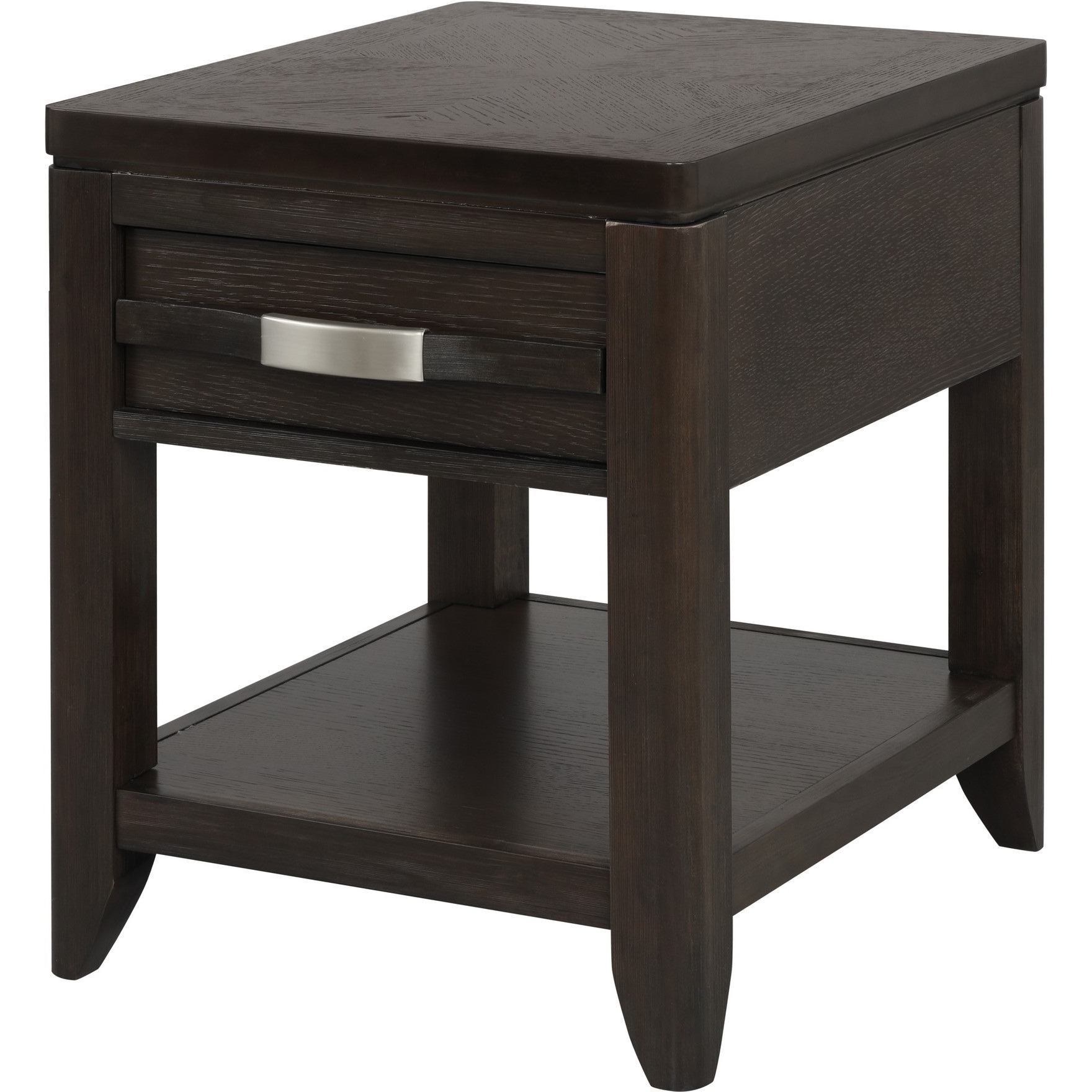 Joni 25 Inch Side End Table, 1 Drawer and Shelf, Espresso Brown Acacia Wood