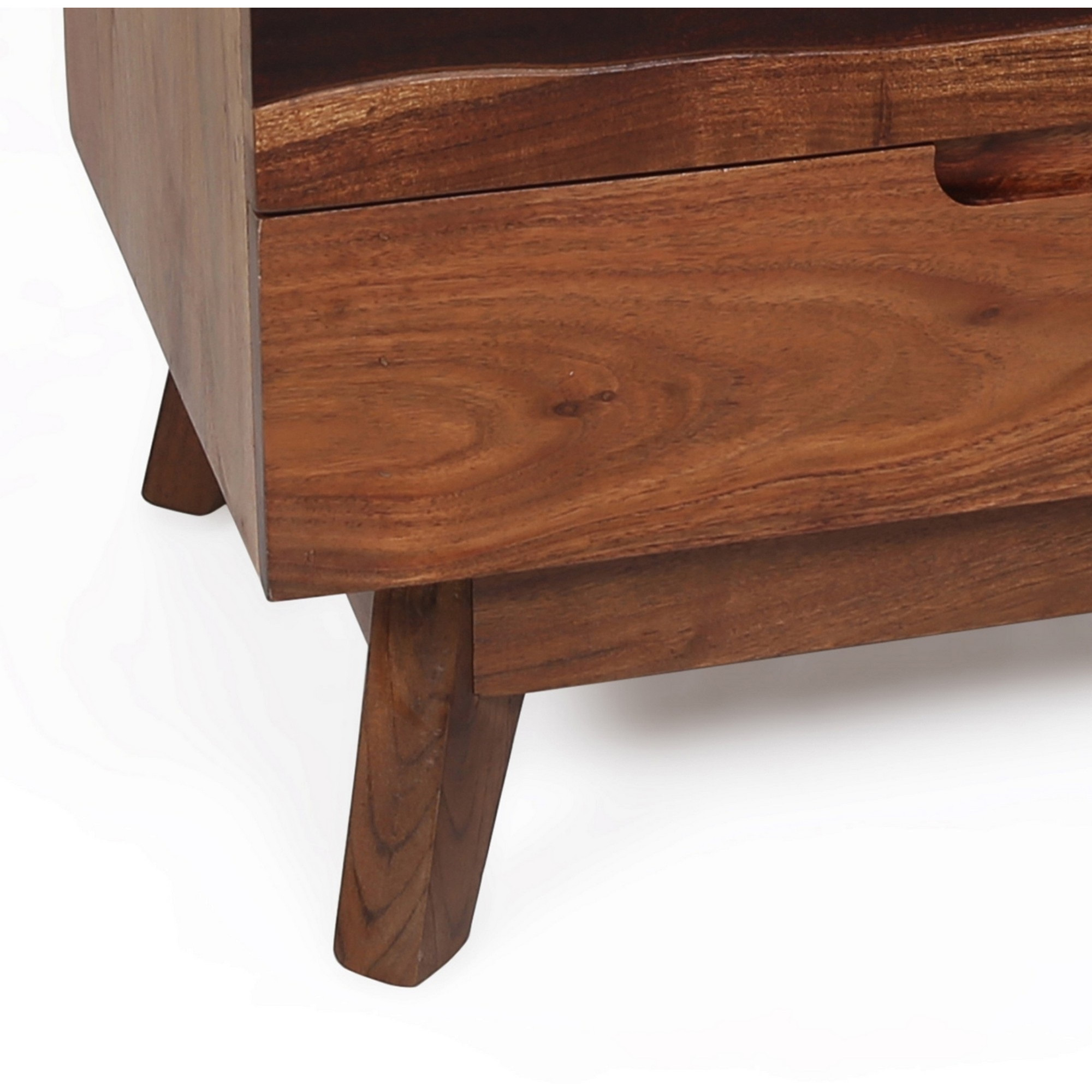23 Inch Nightstand Side Table, Live Edge Acacia Wood, 3 Drawers, Brown