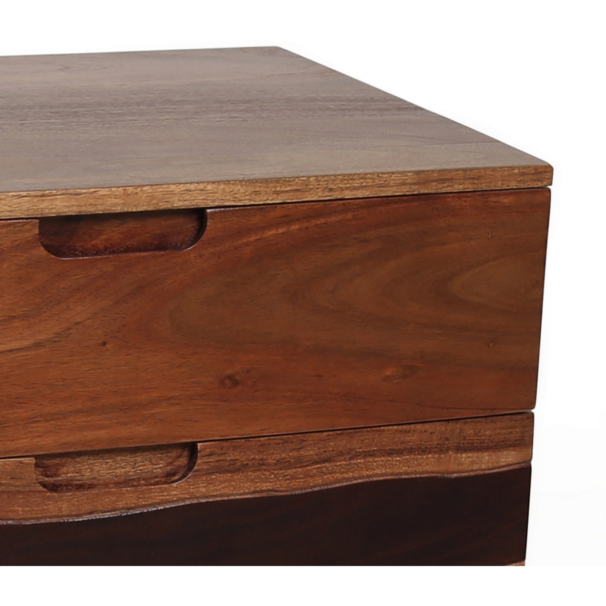 23 Inch Nightstand Side Table, Live Edge Acacia Wood, 3 Drawers, Brown