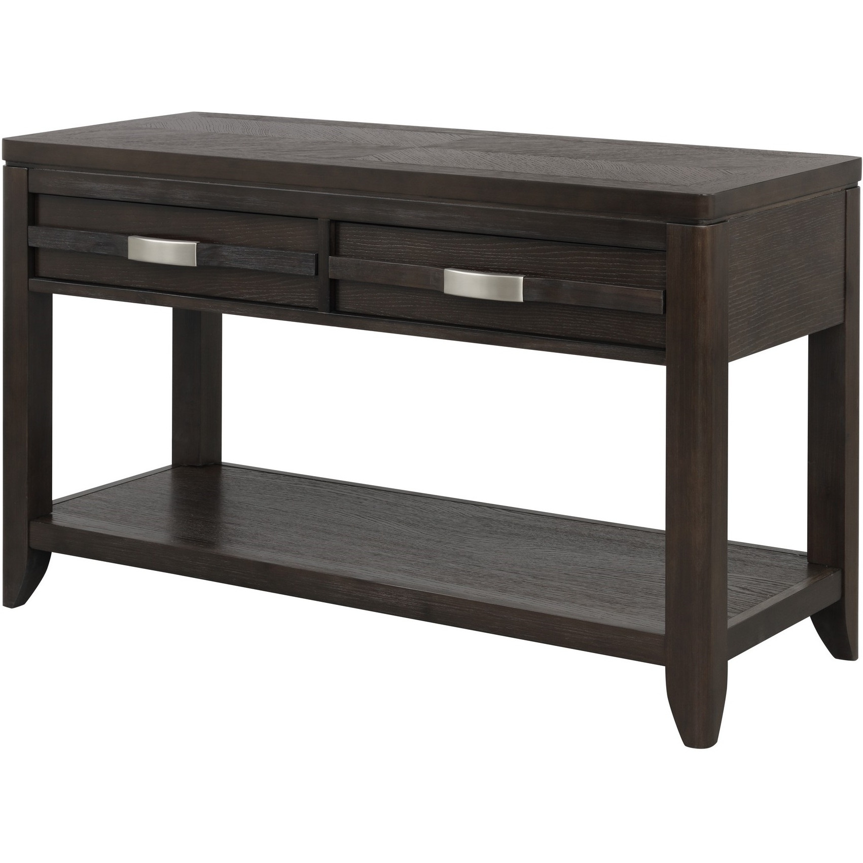 Joni 48 Inch Side Console Table, Acacia Wood, 2 Drawer, 1 Shelf, Espresso