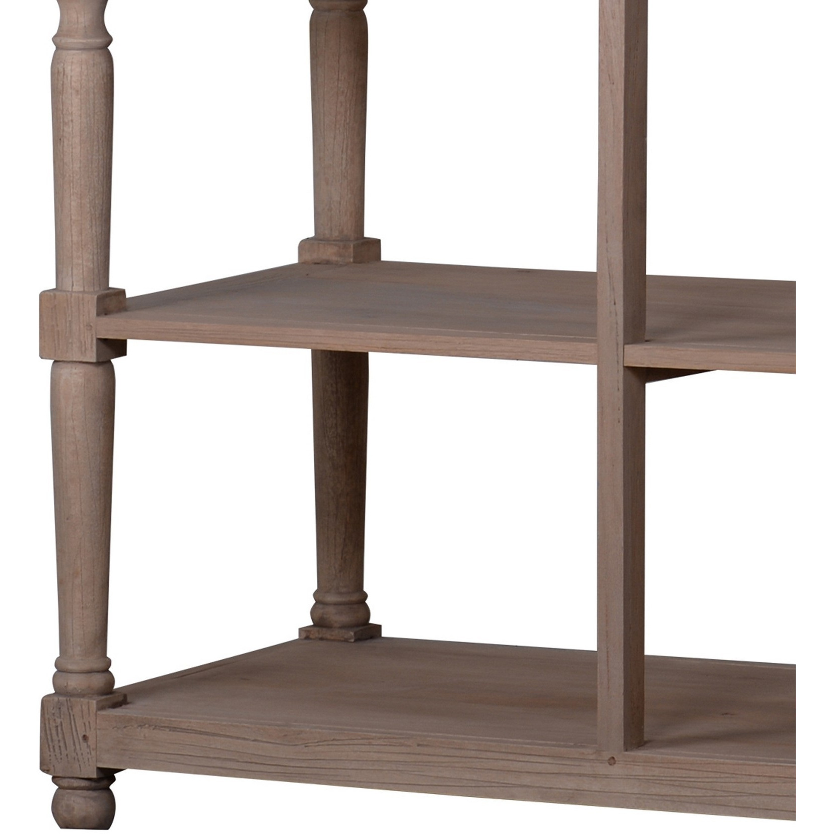 65 Inch Side Console Table, 3 Drawers, Turned Legs, Natural Durian Wood