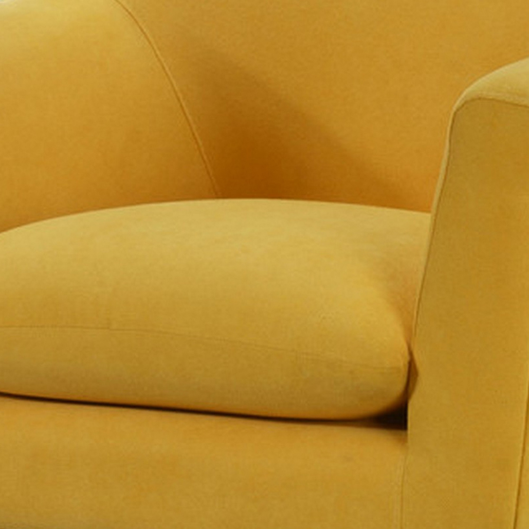 Gigi 32 Inch Accent Chair, Yellow Fabric, Pillow Top Seat, Angled Wood Legs
