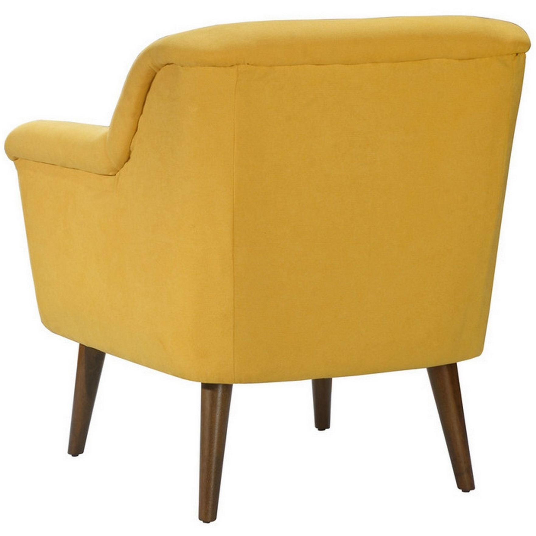 Gigi 32 Inch Accent Chair, Yellow Fabric, Pillow Top Seat, Angled Wood Legs