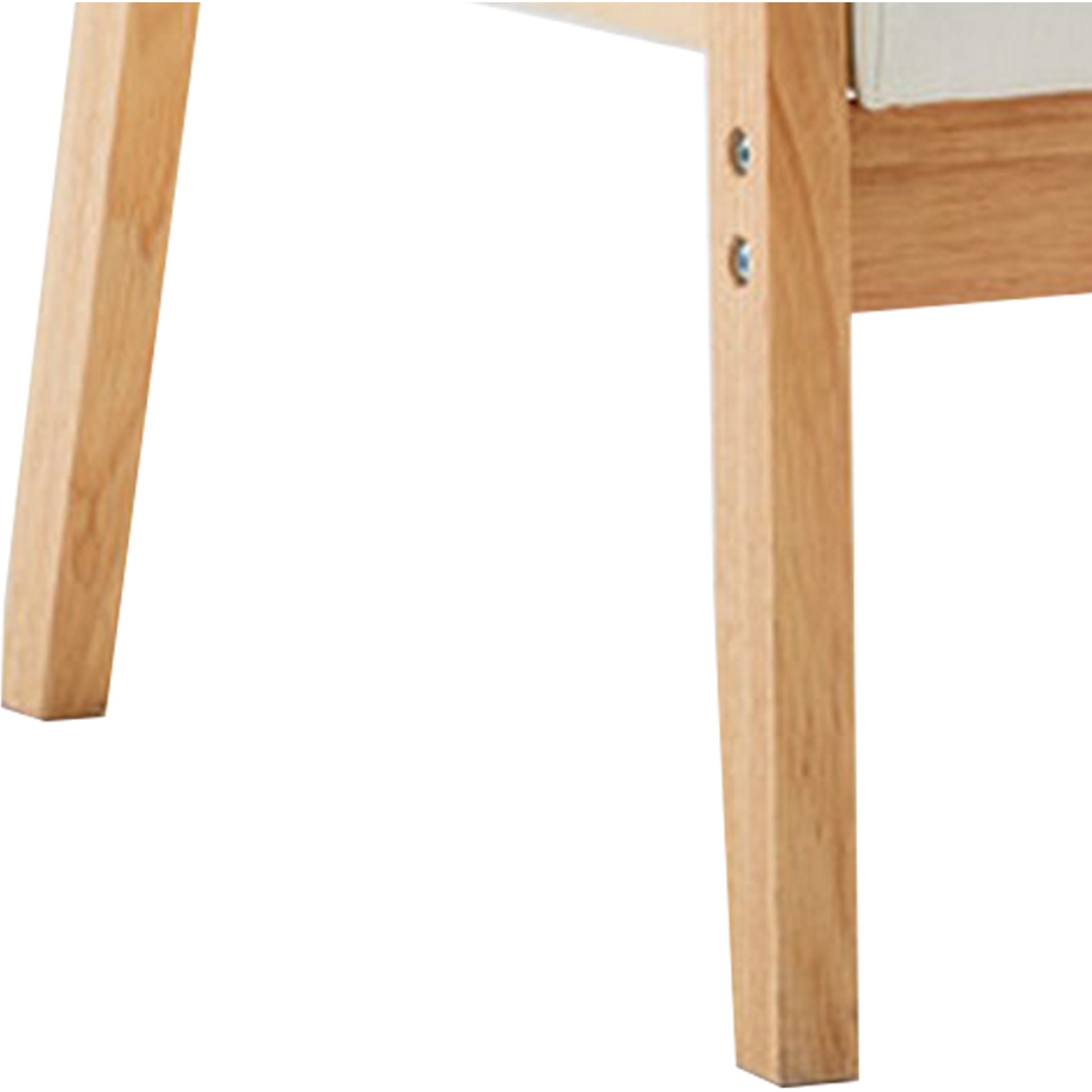 Colin 26 Inch Modern Chair, Padded Cushions, Wood Arms and Legs, Beige