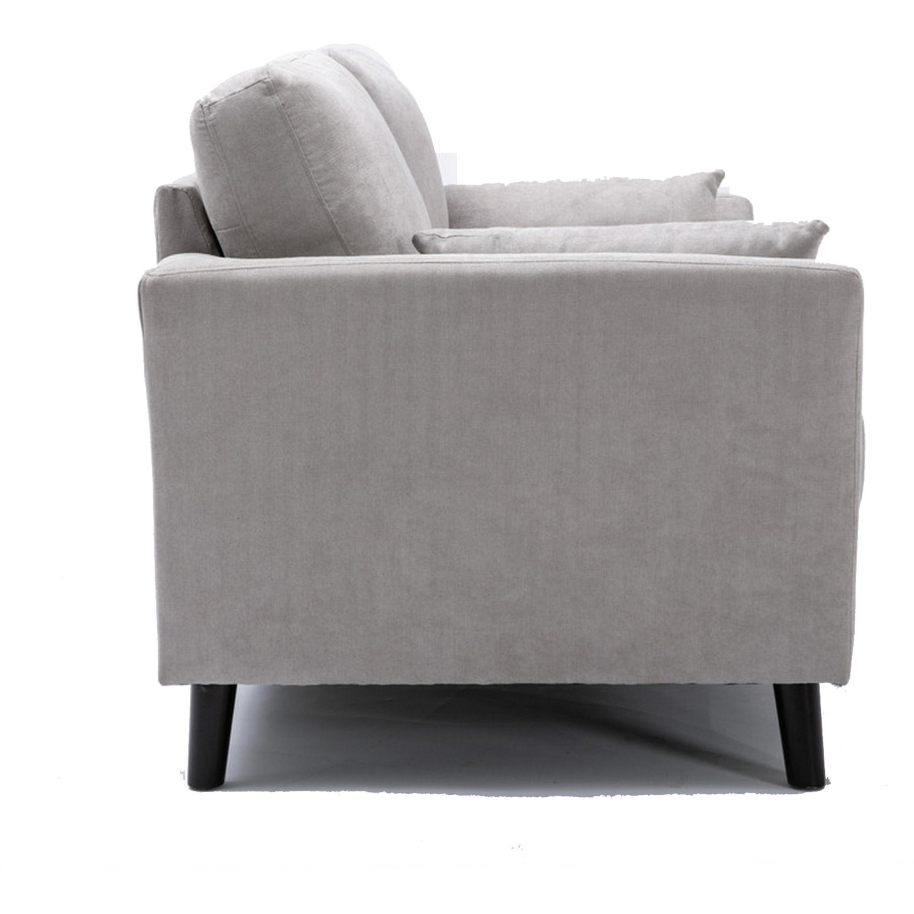 Otto 57 Inch Loveseat, Throw Pillows, Padded Cushions, Gray Velvet Fabric