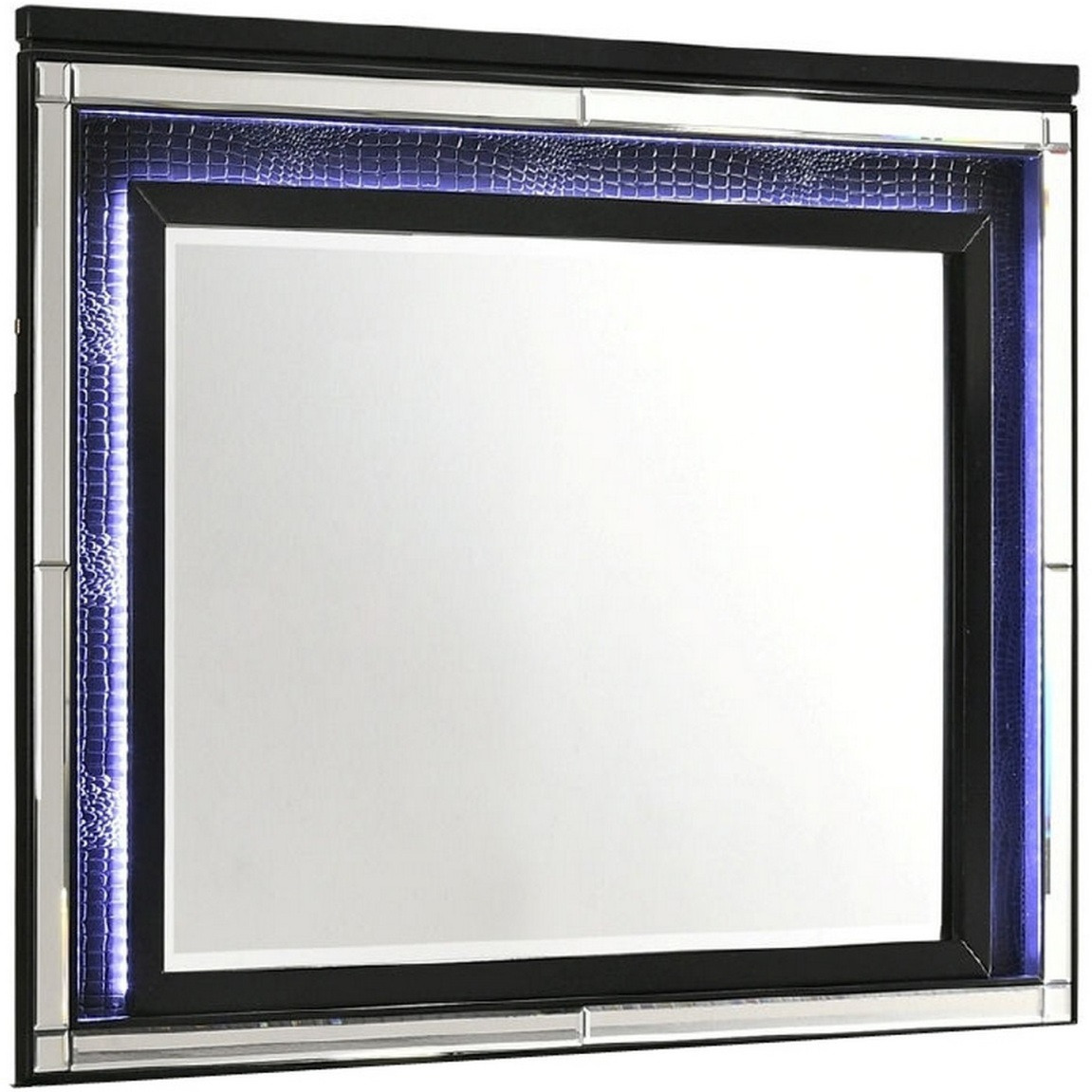 Kya 38 x 50 Vanity Dresser Mirror with Built In LED Lighting, Glam Black