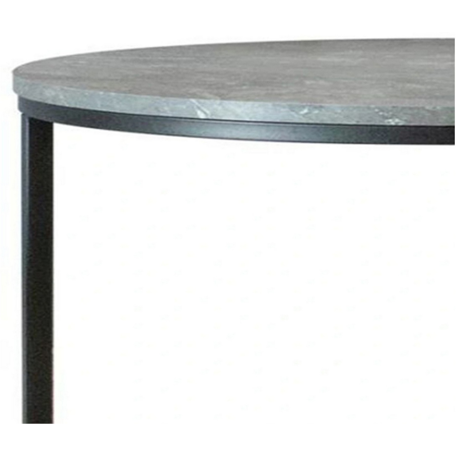 35 Inch 2 Piece Nesting Coffee Table Set, Round Gray Faux Marble Tabletop