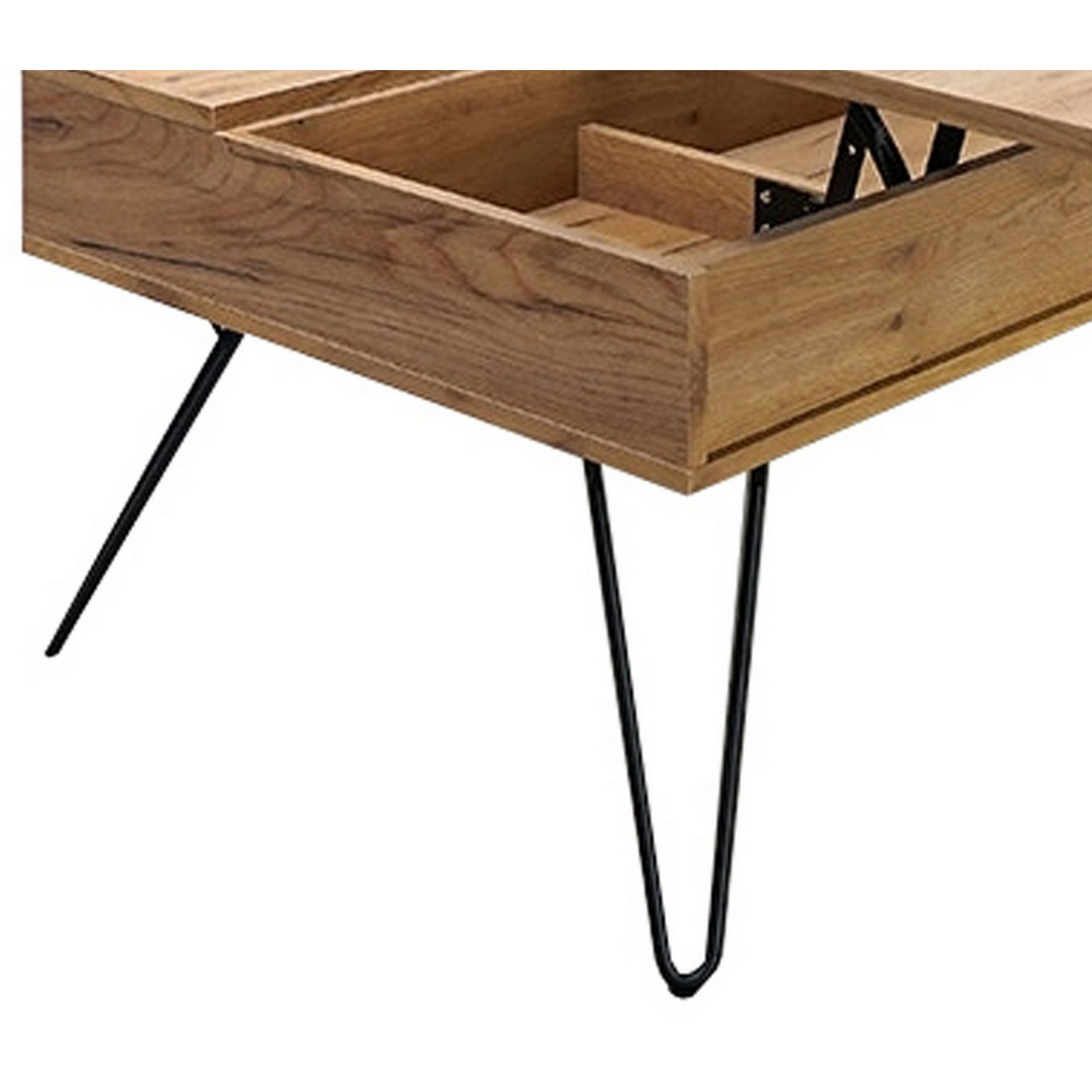 47 Inch Lift Top Coffee Table, Natural Brown Wood, 2 Storage Compartments