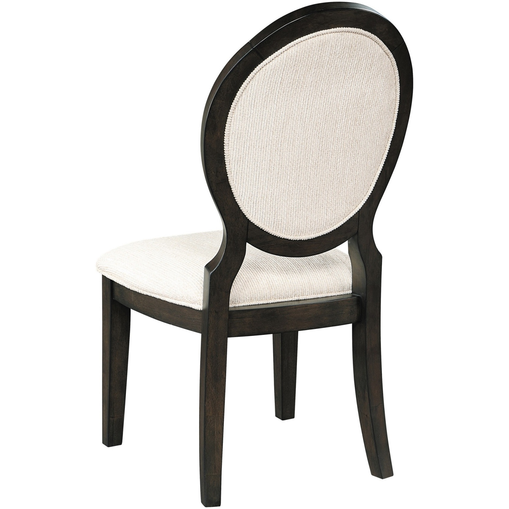 20 Inch Dining Chair, Set of 2, Oval Padded Back, Polylinen Cream Fabric