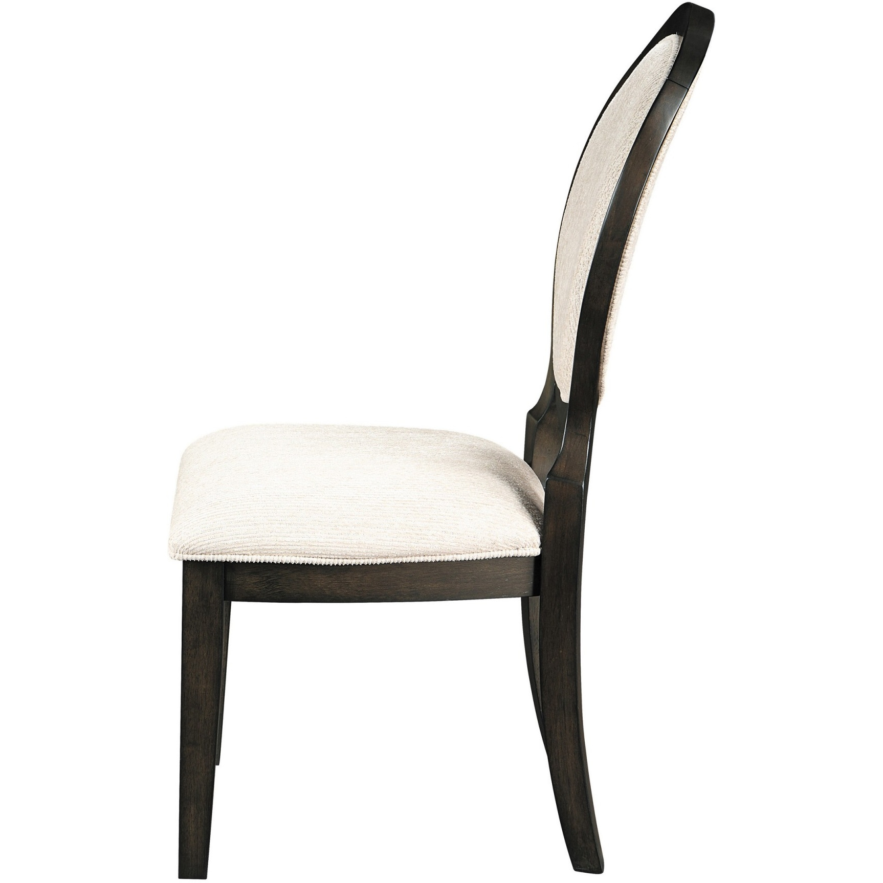20 Inch Dining Chair, Set of 2, Oval Padded Back, Polylinen Cream Fabric