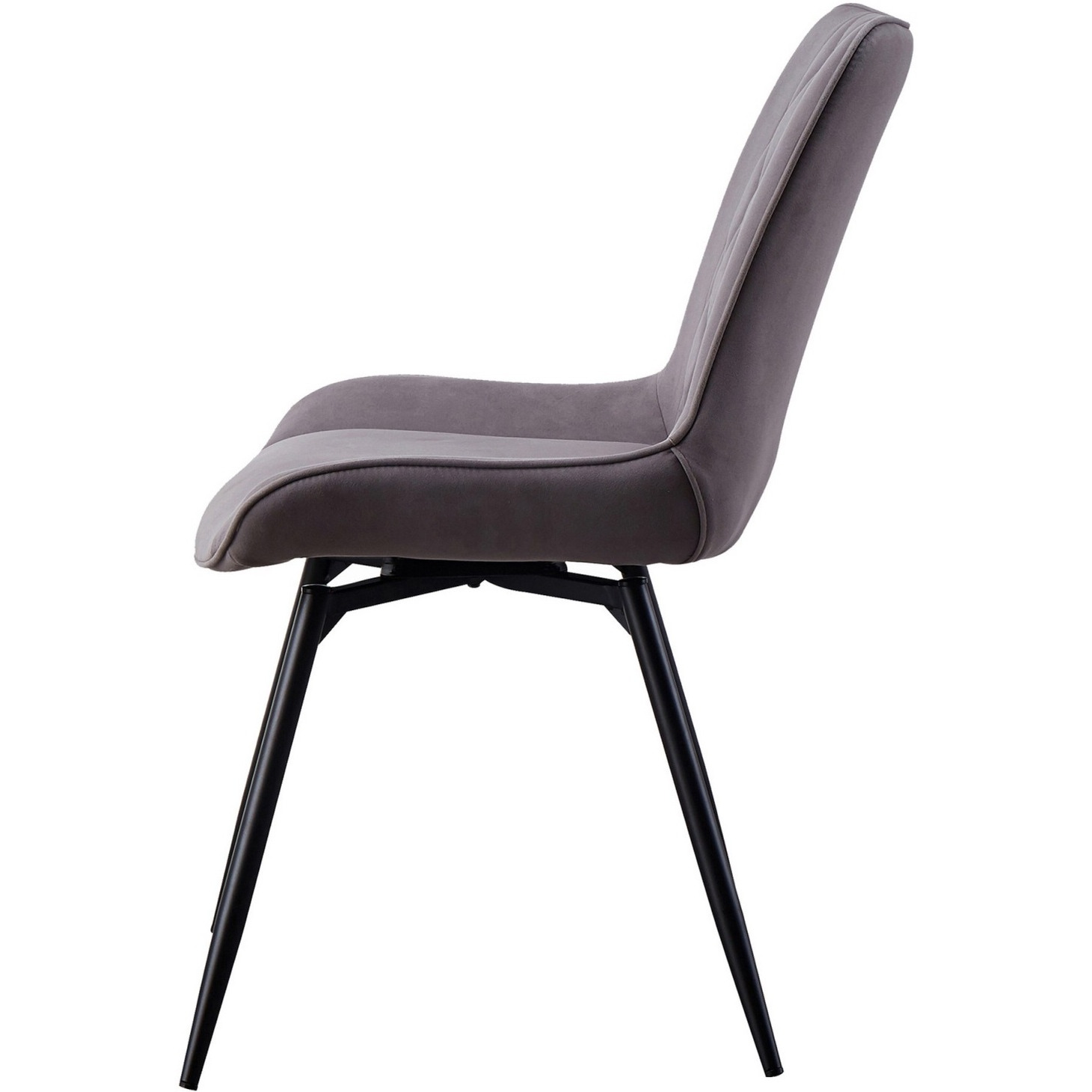 22 Inch Modern Side Chair, Set of 2, Gray Vegan Faux Leather, Swivel Seat