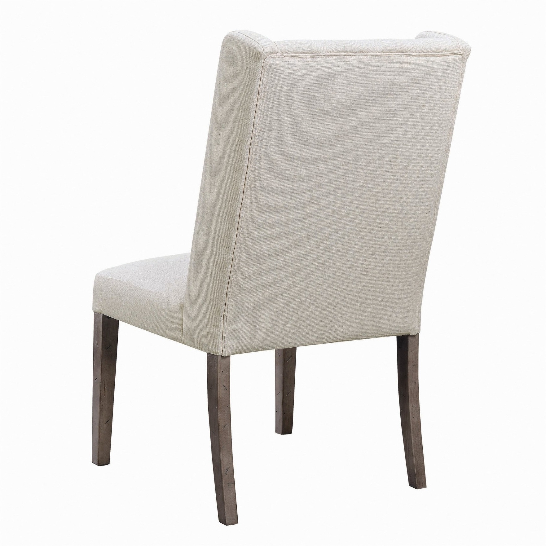 Neli 22 Inch Dining Chair, Set of 2, Wingback, Button Tufted, Beige Fabric