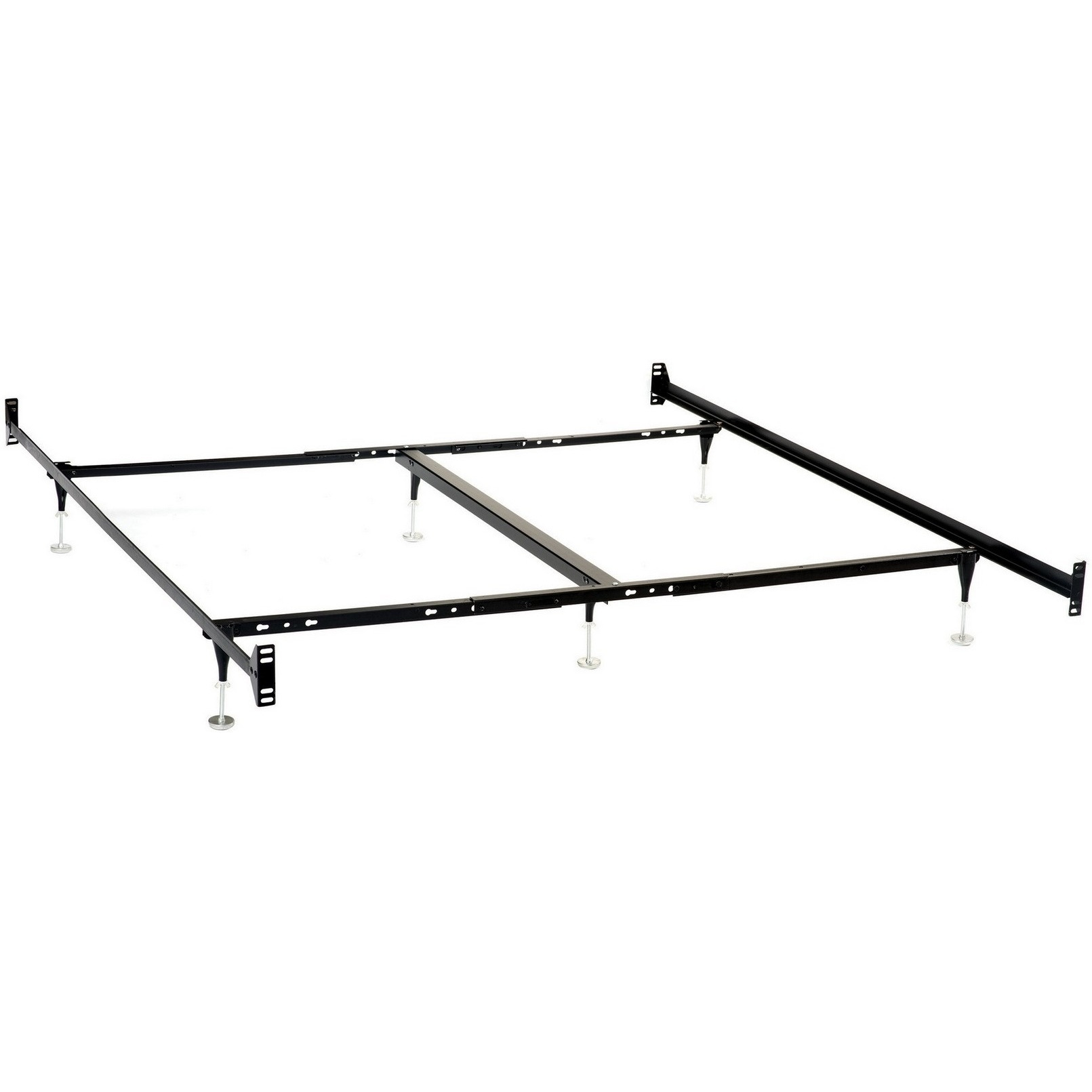 Bed Frame, Queen or King, 6 Metal Legs with Adjustable Glides, Matte Black