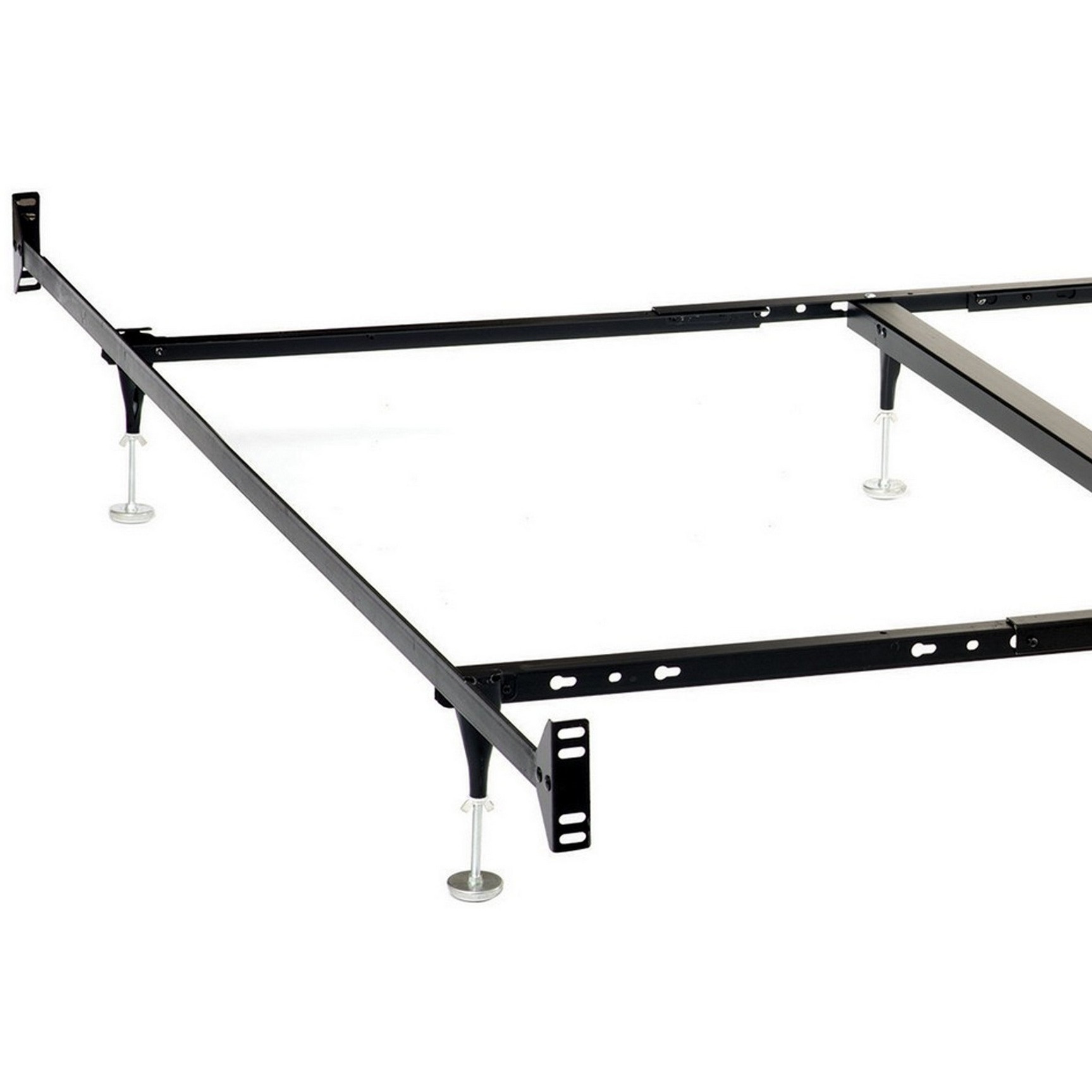 Bed Frame, Queen or King, 6 Metal Legs with Adjustable Glides, Matte Black