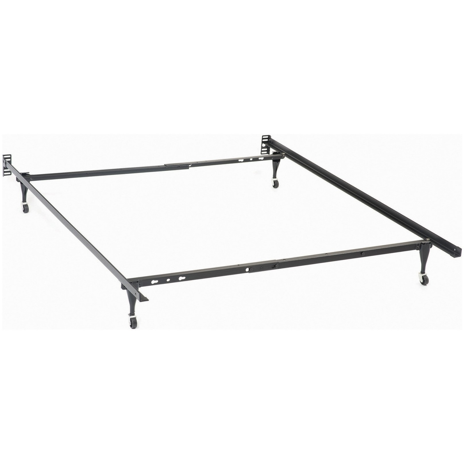 Nit Multisize Metal Bed Frame, Twin or Full Size, Caster Wheels, Black