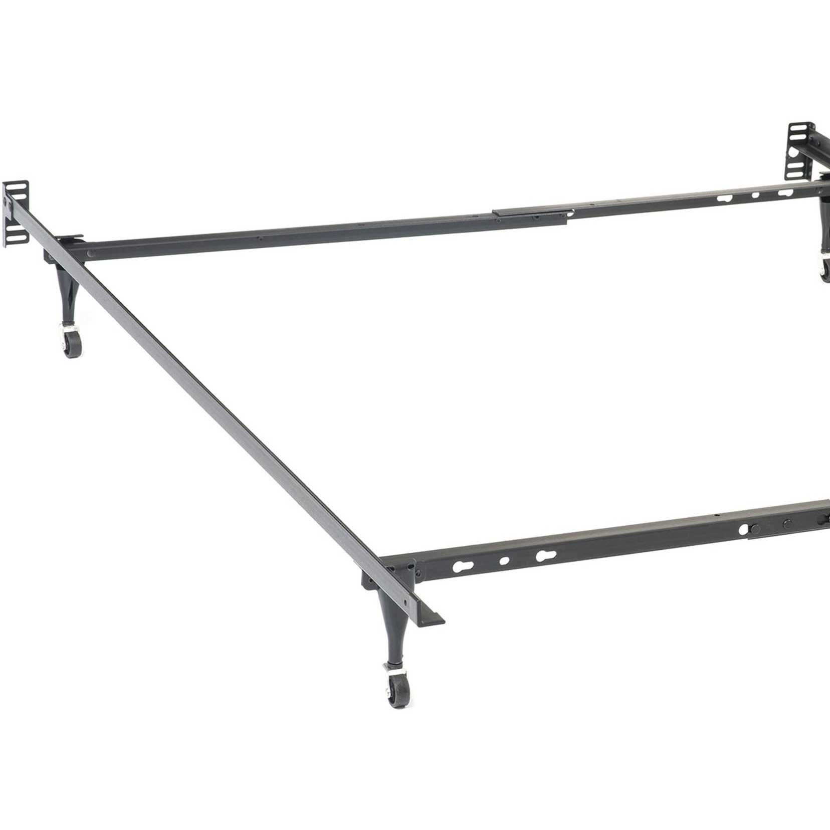 Nit Multisize Metal Bed Frame, Twin or Full Size, Caster Wheels, Black