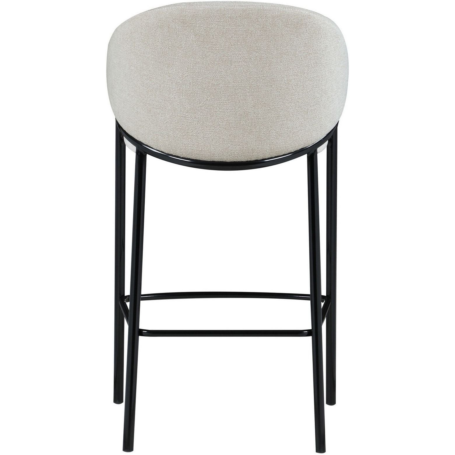 Fil 30 Inch Sloped Arm Barstools, Set of 2, Padded Curved Back, Beige Linen