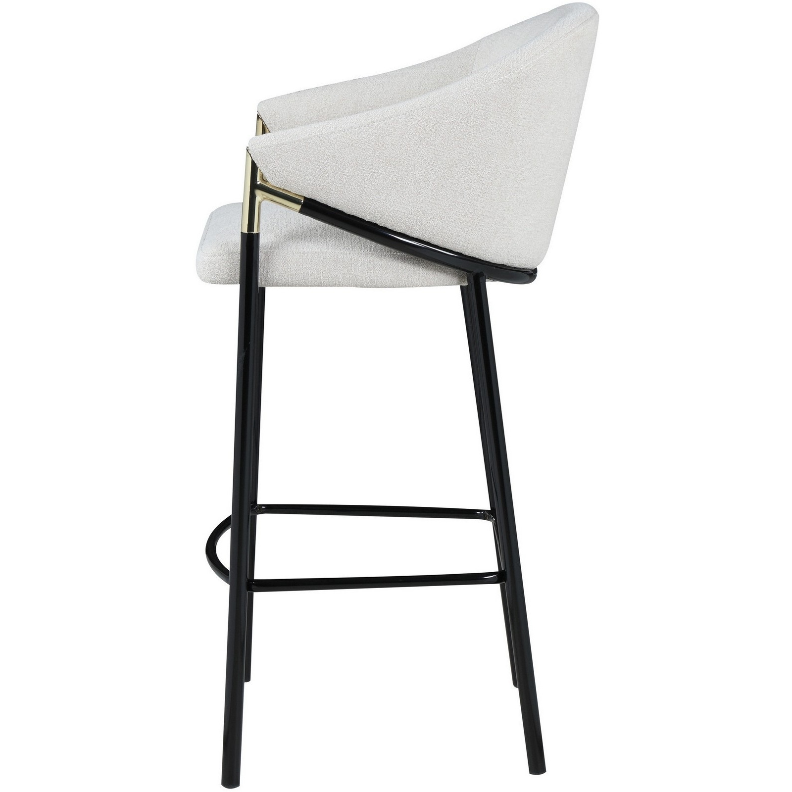 Fil 30 Inch Sloped Arm Barstools, Set of 2, Padded Curved Back, Beige Linen